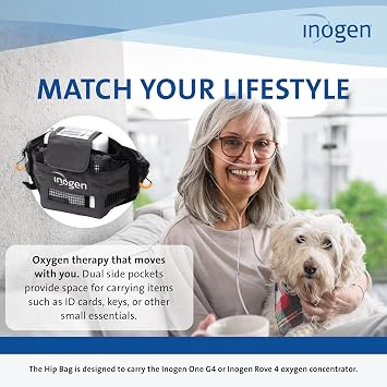 Inogen Hip Bag For Inogen One G4 / Rove 4 Portable Oxygen Concentrators Waist Pack with Adjustable Belt, Protective Display Cover and Dual Side Pockets