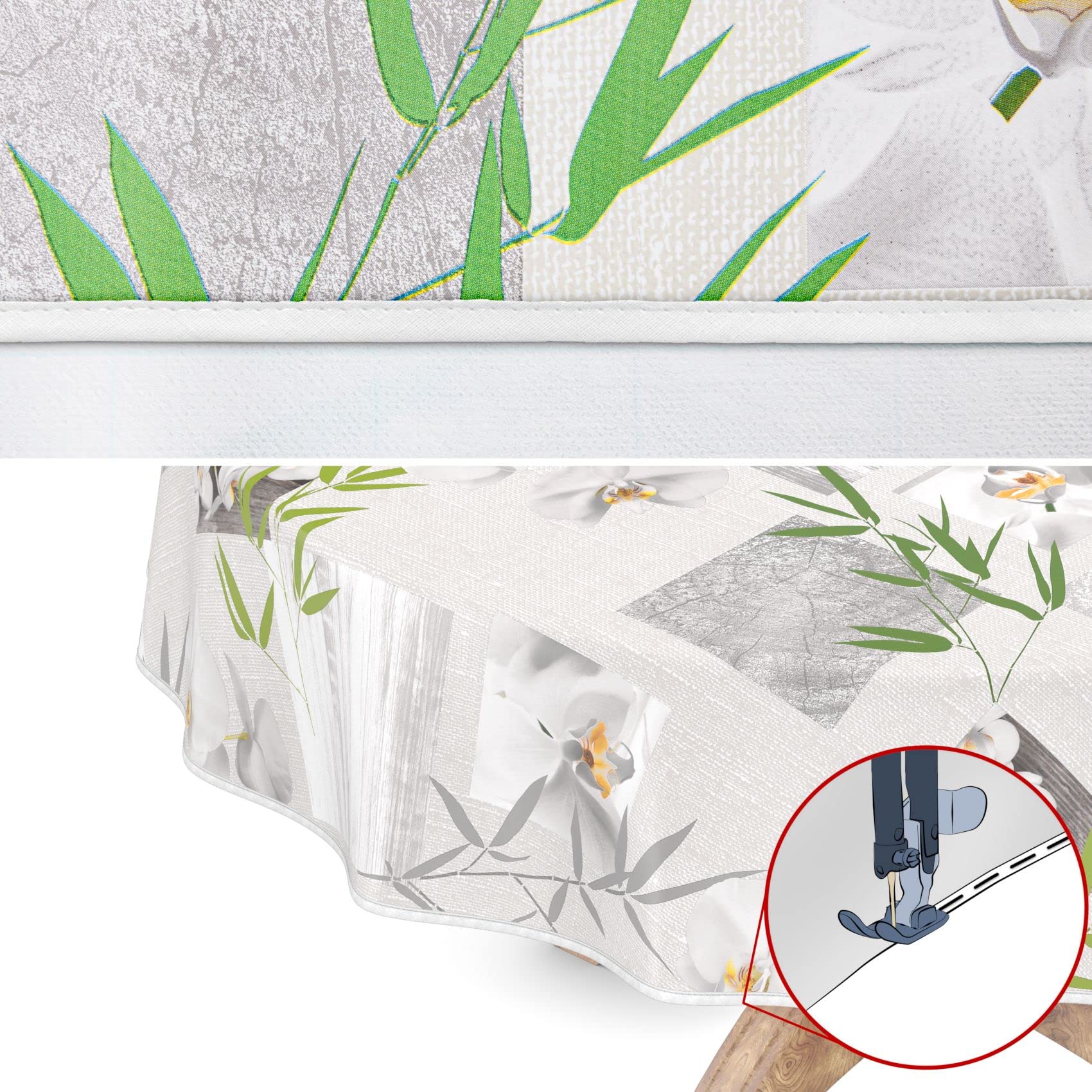 Nappe En Toile Cirée Ovale Avec Ourlet - Noir Et Doré - 140 X