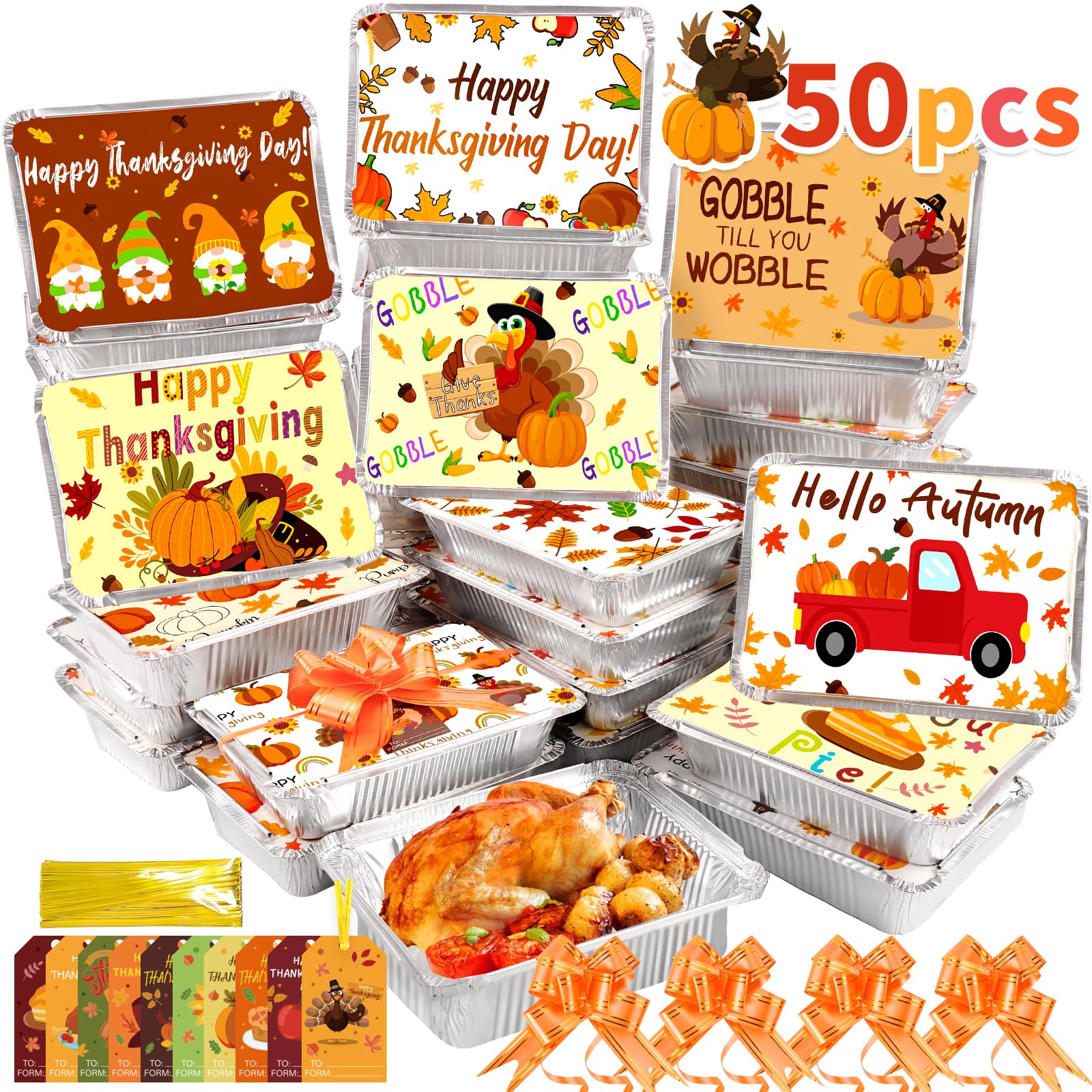 Amazon.com: Natonhi 50PCS Fall Thanksgiving Leftover Containers with ...