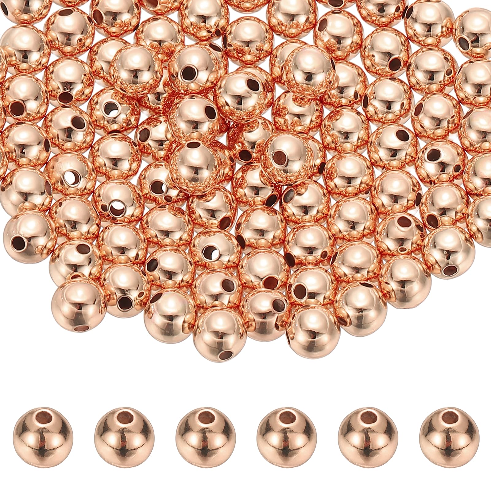 PATIKIL 6 mm Spacer Beads, 100 Pcs Metal Charm Loose Disc Round Slider Stopper Bead Spacers Bulk for Jewelry Making DIY Bracelet Necklace Earrings, Rose Gold