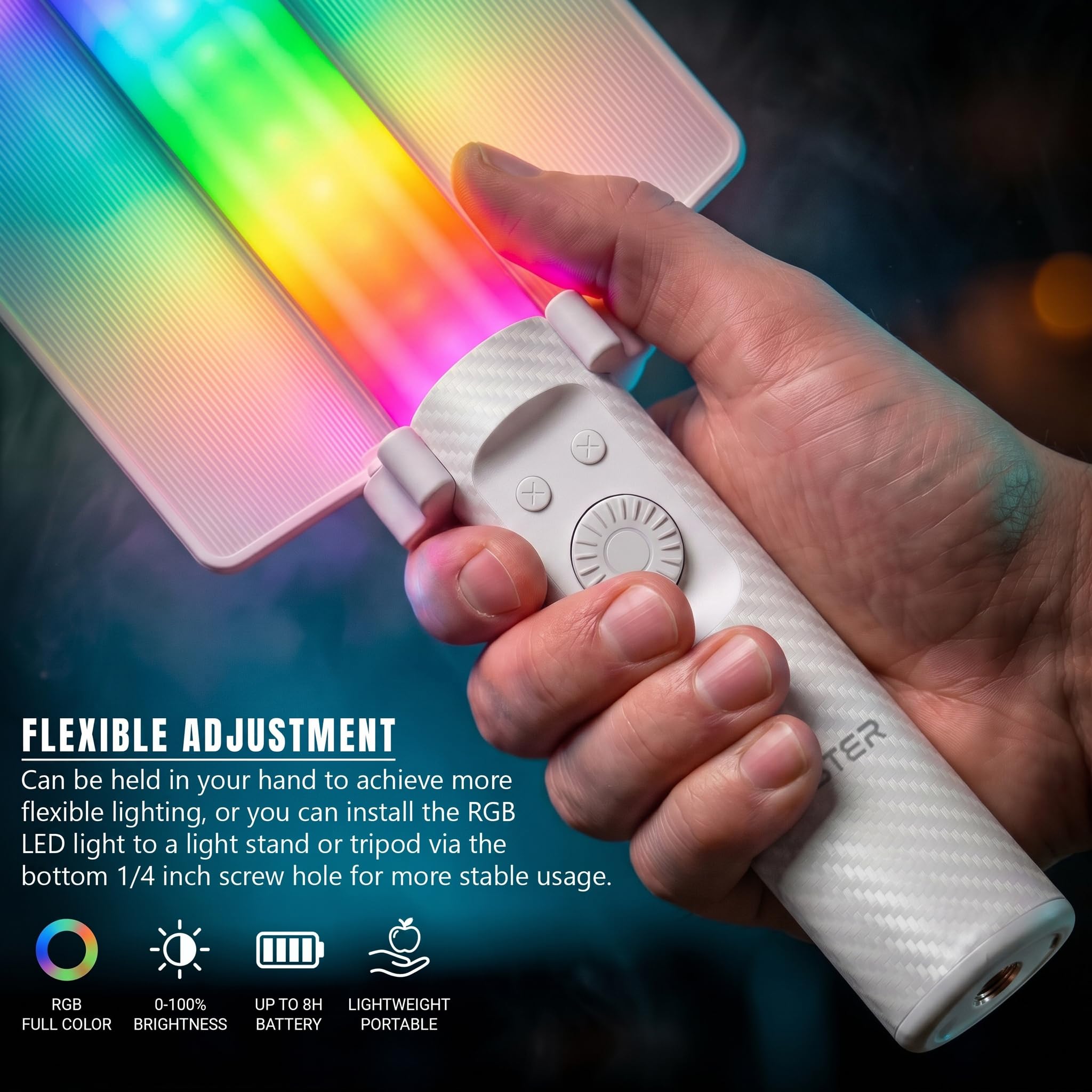 Lapster Luma Evo Stick 10W Light Portable Handheld RGB LED Light Wand with Barn Door & Remote Control, Color Temp 2700-12000K + RGB — Amazon image 3