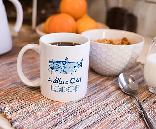 Miniatura 5 de Exclusiva taza de café de cerámica blanca con logotipo de gato azul de Ozark, colección oficial de televisión, juego de cocina novedoso para el
