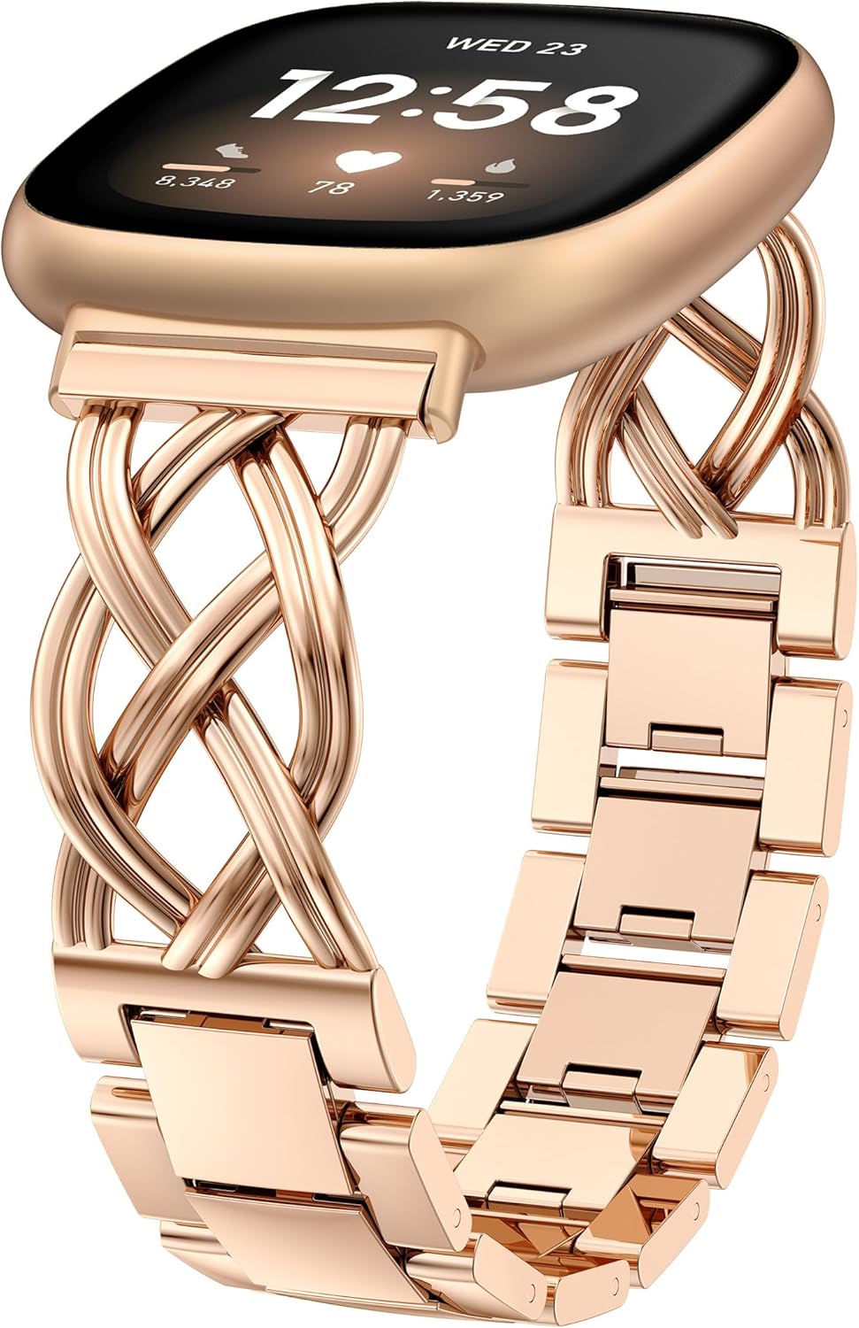 TOYOUTHS Metal Band Compatible with Fitbit Versa 4/Versa 3/Sense 2/Sense Bands Women, Celtic Stainless Steel Strap Dressy Bracelet Designer Pretty Wristband