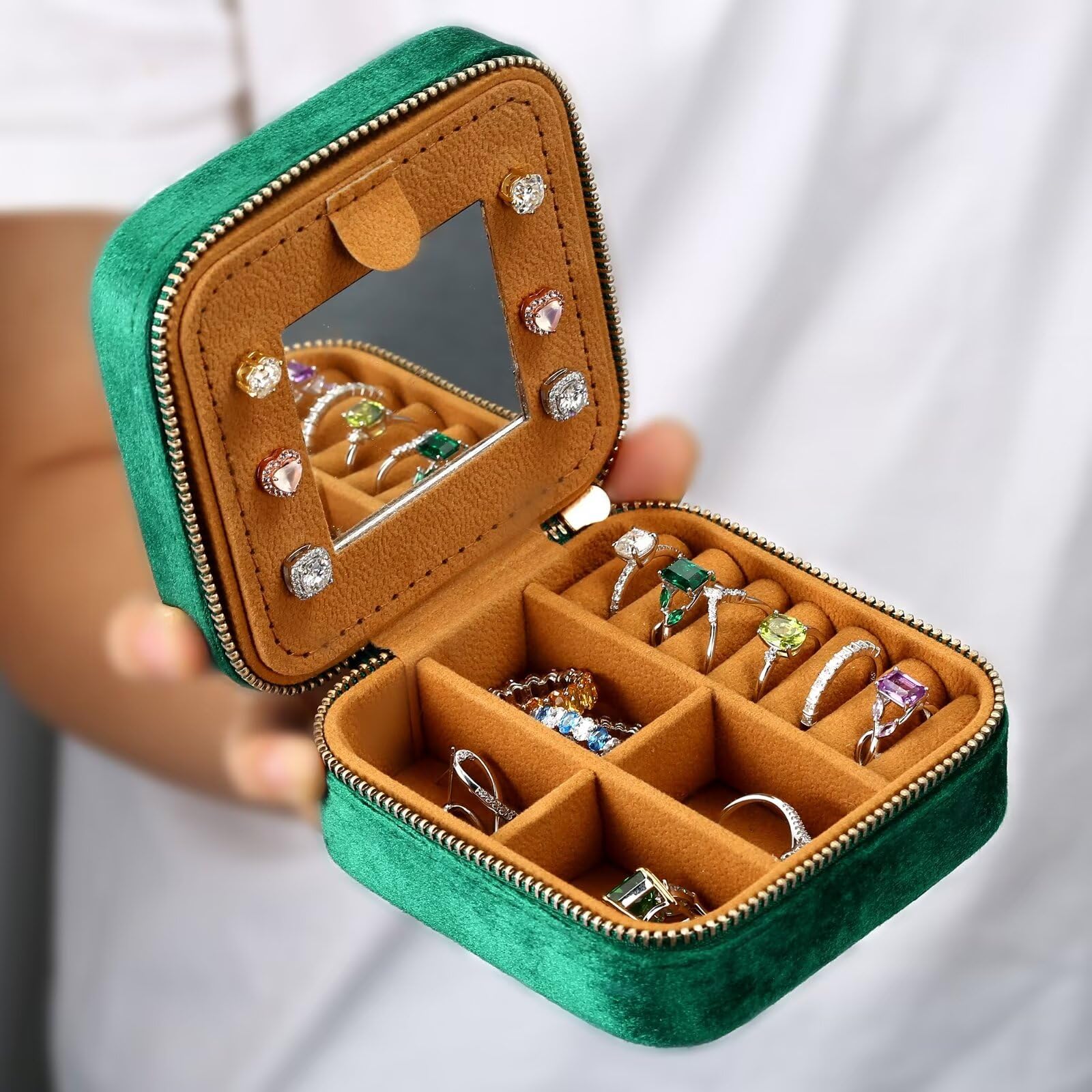 TINGN Initiale Schmuckschatulle mit H Reise Schmuckkästchen Kleine Personalisierte Schmuckkästchen für Damen Mädchen Geschenk für Geburtstage Weihnachten Muttertag Hochzeit