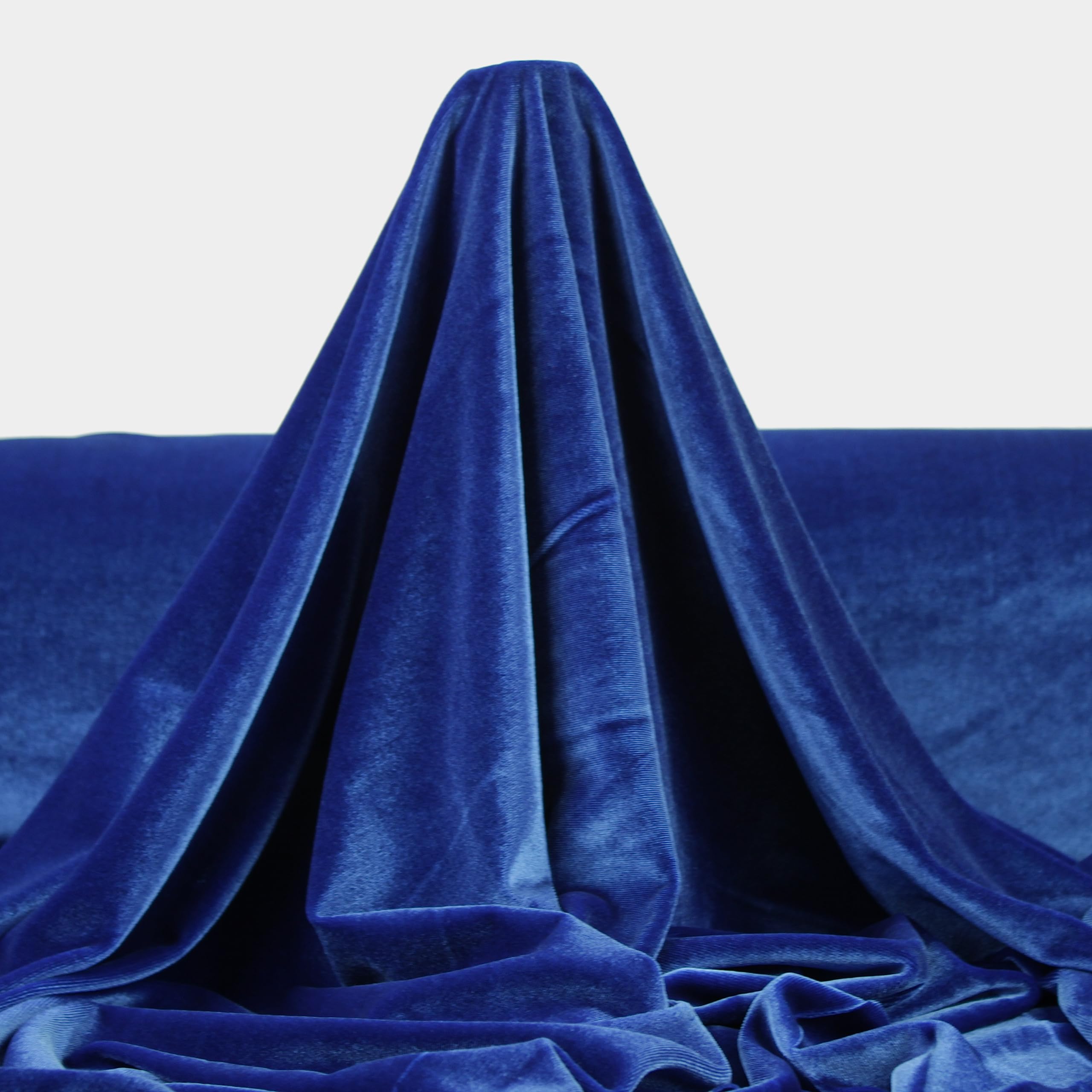 TELA DE TERCIOPELO ELÁSTICO POR METROS DE COLOR LISO, ANCHO 150cm (3 METROS, AZUL)