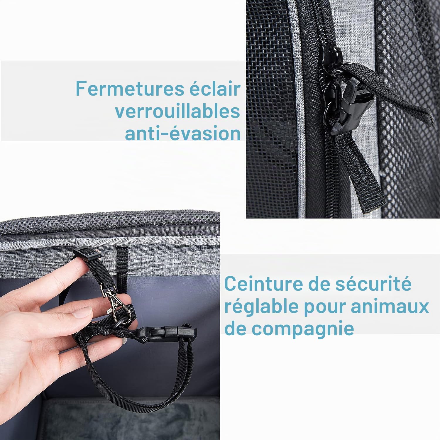 Wakytu Panier de Transport de vélo pour Chien, Sac à Dos de Transport Avant pour vélo Pliable, Amovible, Bandes réfléchissantes, 2 Poches de Rangement latérales, Sac de Voyage pour Animaux de