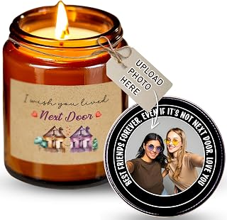 Personalized Bestfriend Birthday Gifts for Women - Add Own Photo and Text - Custom Soy Candles as Friendship Gifts for Women, Sister, Moms Birthday Gift Ideas - 9oz Soy Candles for Home Scented