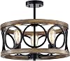 Shacer Matte BlackImitation Wood Grain 3-Light Chandelier