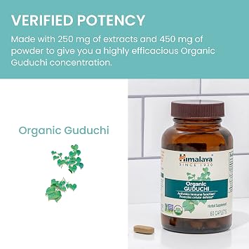 Himalaya Organic Guduchi for Active Immune Support and Cellular Defense, 700 mg, 60 Caplets, 2 Month Supply, 2 Pack