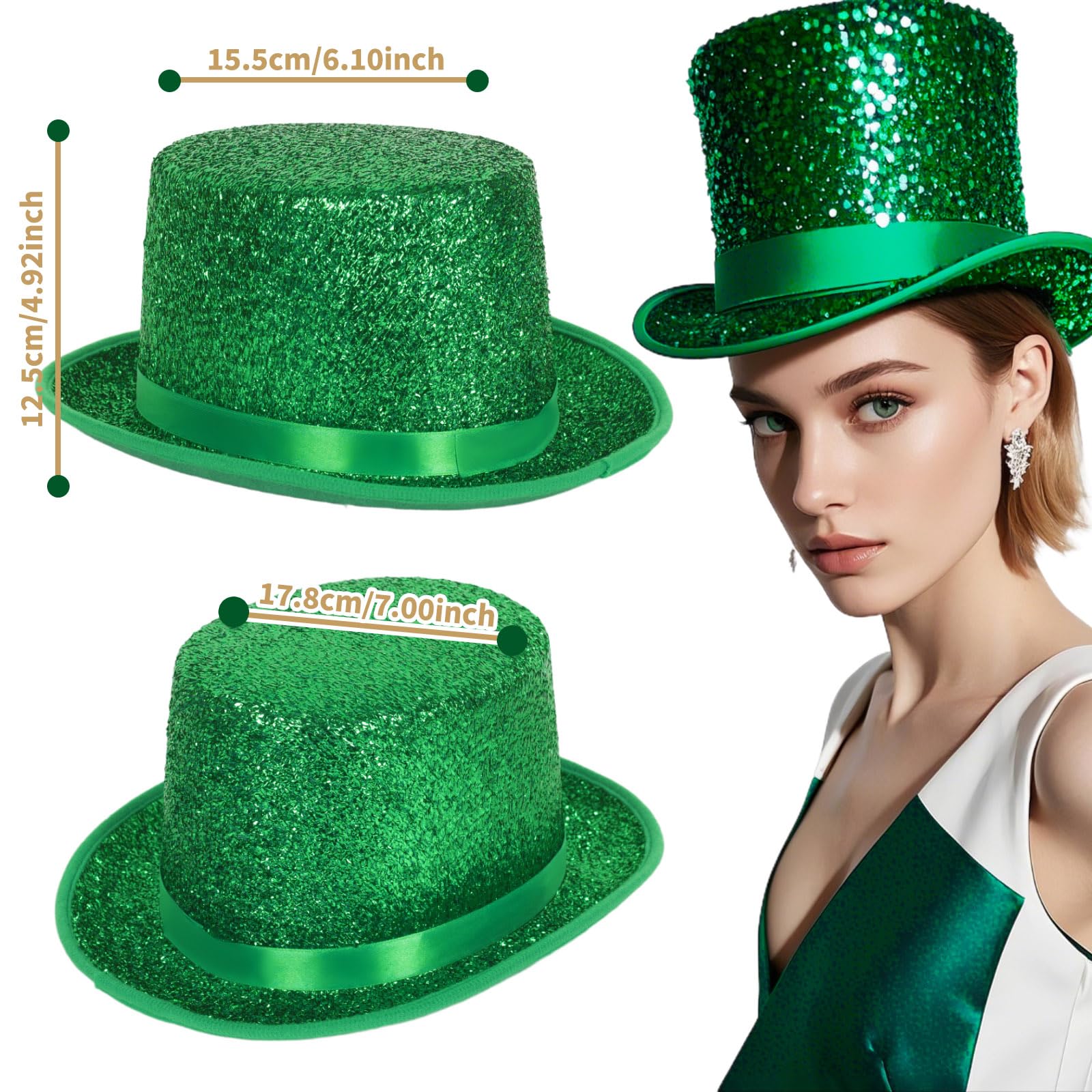 powerking Top Hats for Men Women Adults Shiny Tuxedo Costume Magician Hat Victorian Dress Up Christmas Topper Hats - Image 2