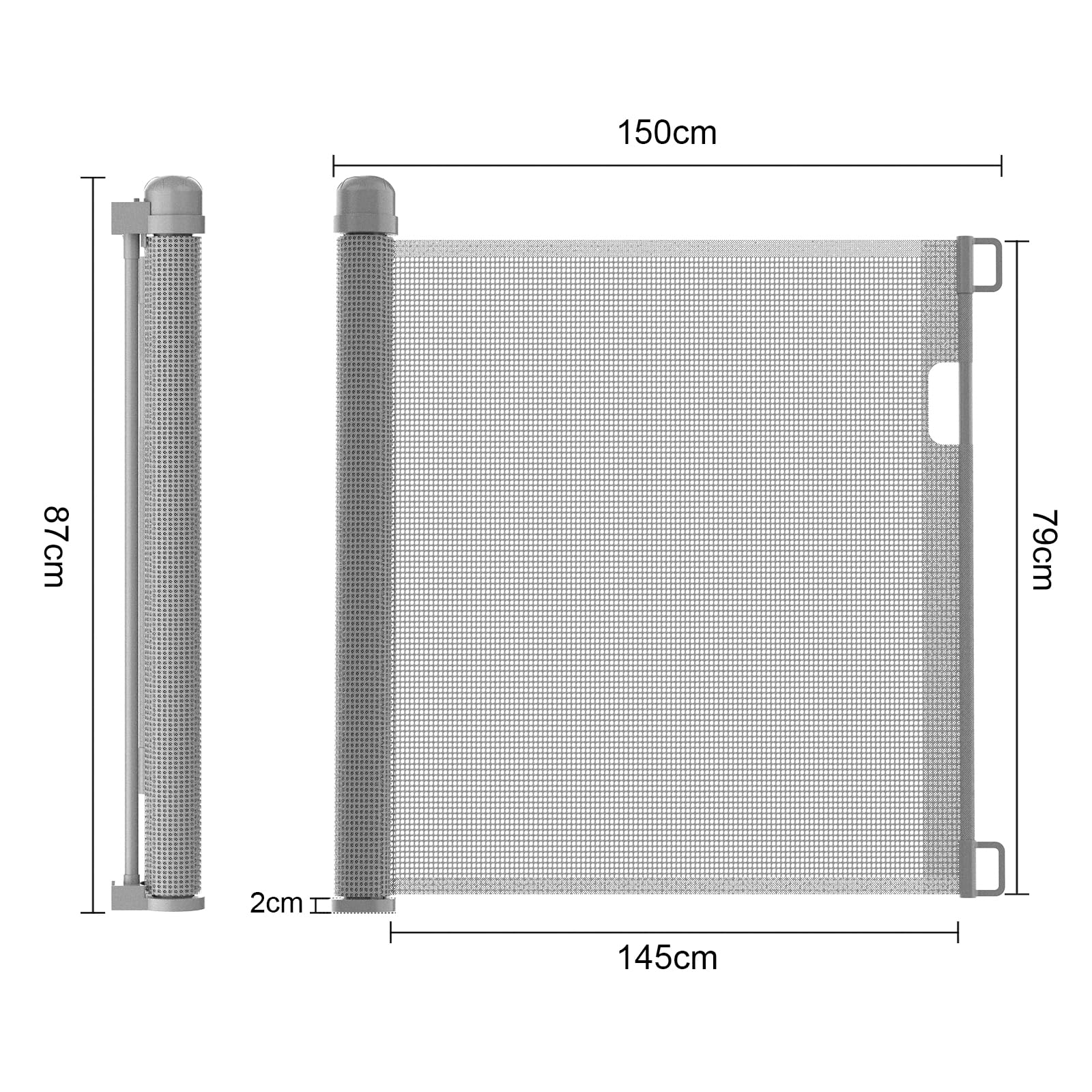 UISEBRT Retráctil Puertas de Seguridad para niños 0-150 cm, Barrera Seguridad Niños Escalera, Puerta Seguridad Bebé Extensibles Barrera para niños y Perros para Uso Interior y Exterior, Gris