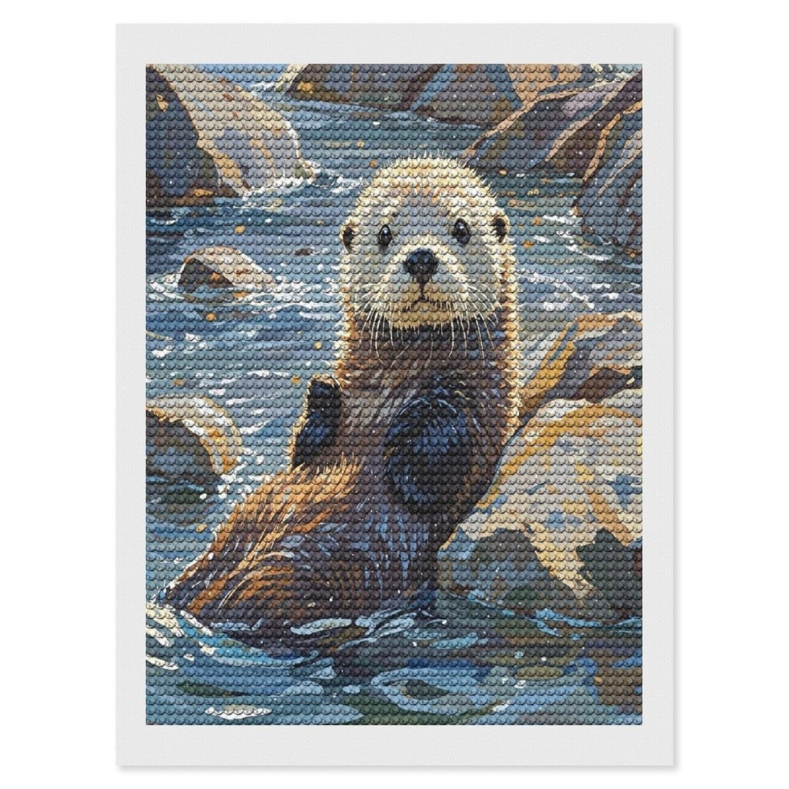 FekiLoot Sea Otters Painting Diamond Painting Kits for Beginners DIY Diamond Art Kits for Adults Full Drill Round Diamond Dot Gem Art Painting Fun DIY Crafts for Home Kitchen Wall Decor Gift 12"x16"