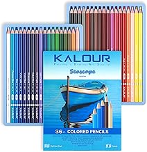 KALOUR PDAS Coffret de 36 Crayons de Couleur « Blue Seascape », Crayons en Bois Prêts à l’Emploi pour Adultes, Artistes et Débutants – Coloriage, Dessin et Croquis