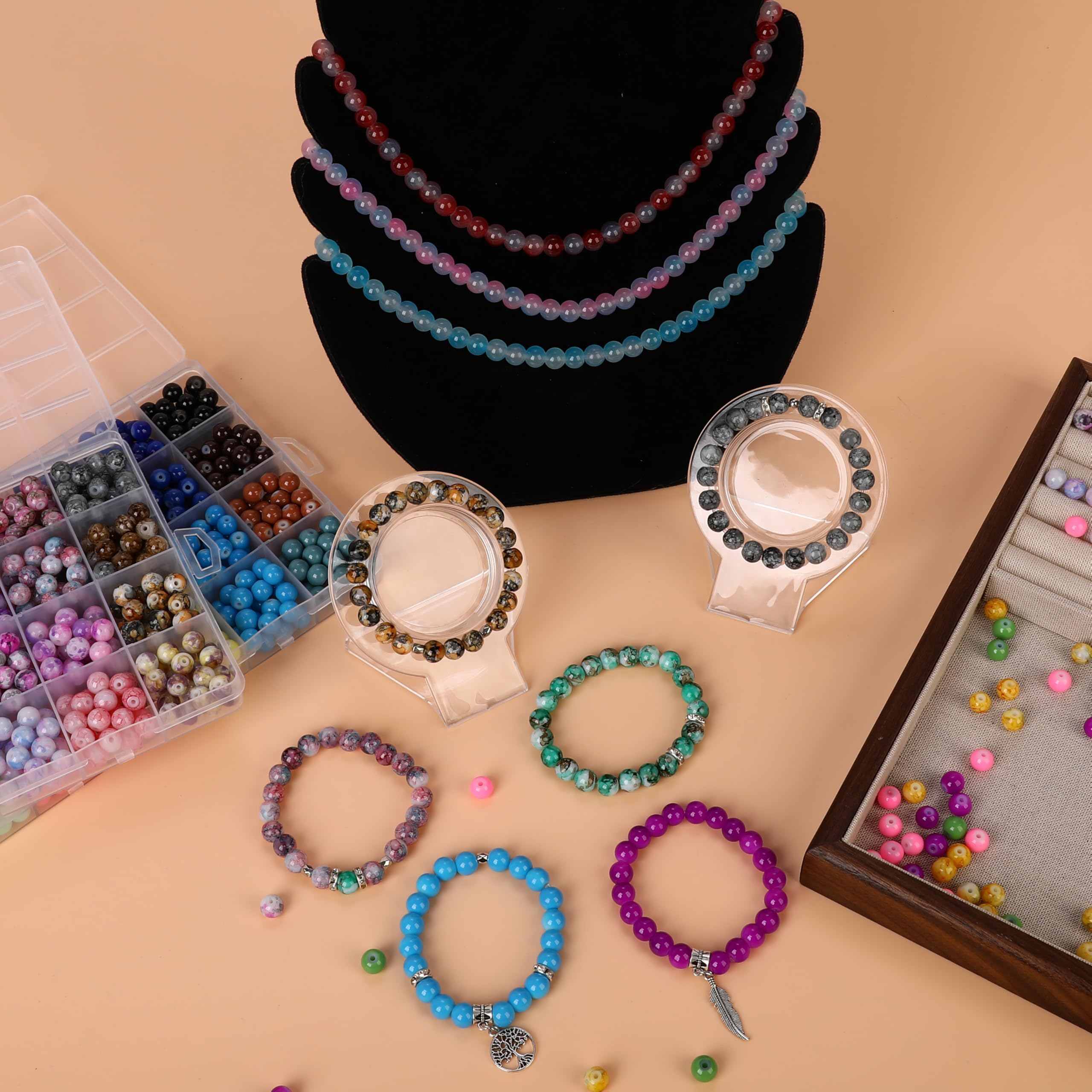 Perles en verre pour bracelets – Lot de perles colorées pour la fabrication de bijoux, perles pour travaux manuels et bracelets, perles en verre pour la fabrication de bijoux, perles pour la