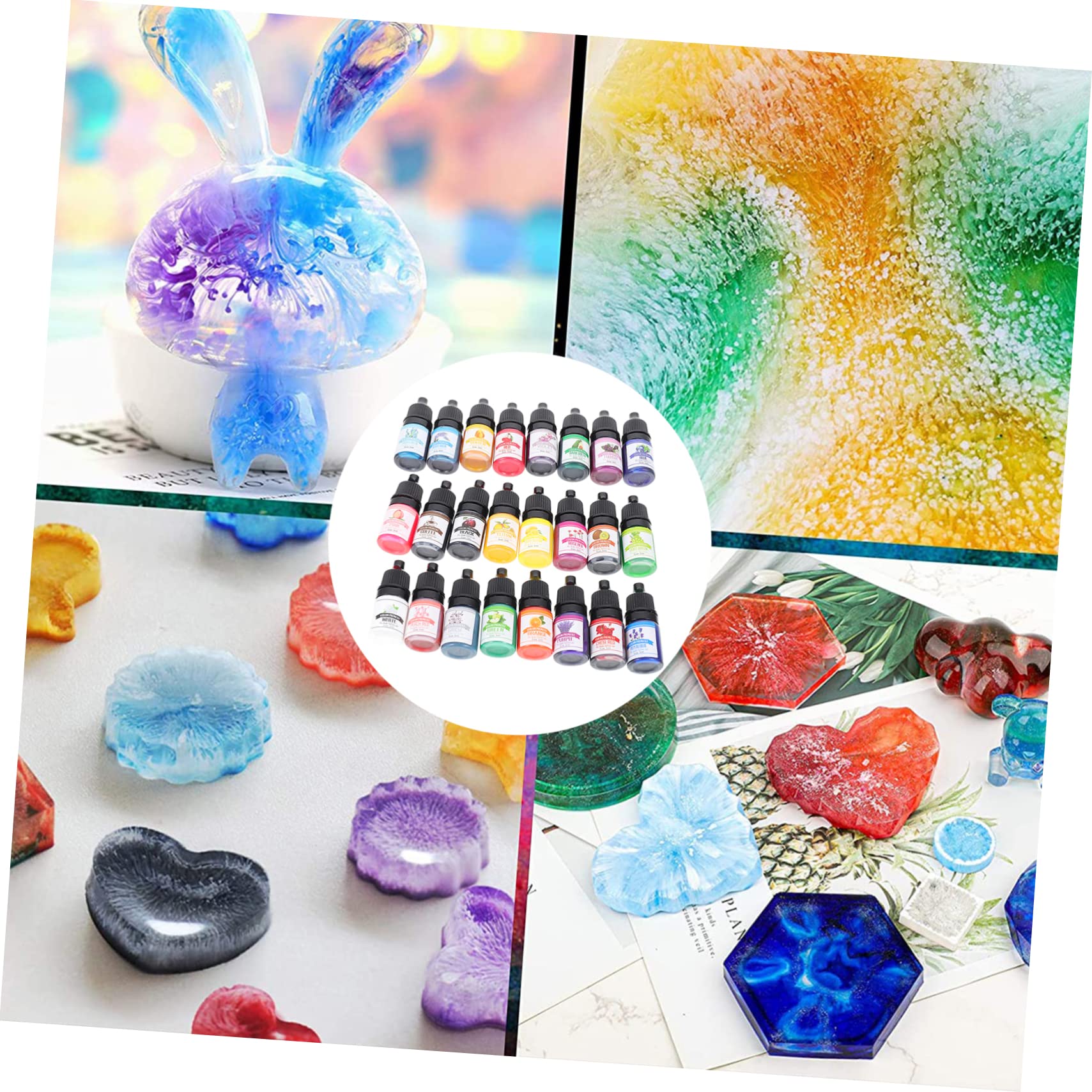 Pigmento per Resina Epossidica Colorato, 24 Colori, Concentrato, in Plastica, per Creazioni Fai da Te Resina