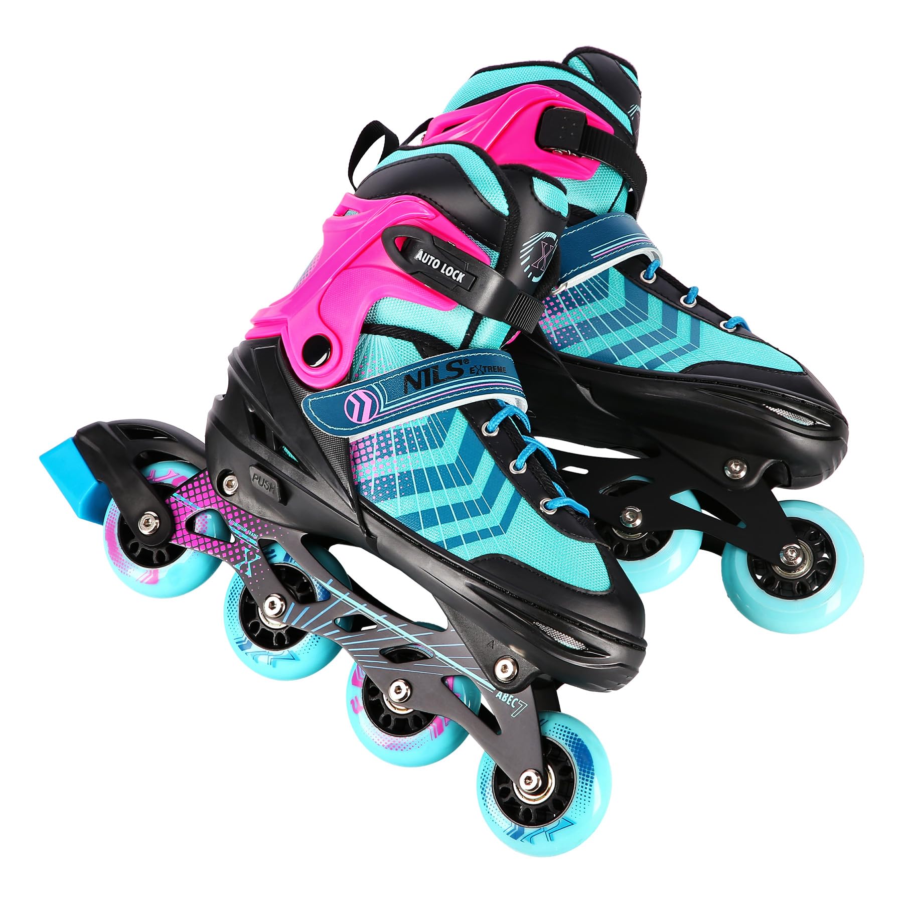 NILS EXTREME NH18192A 4-in-1 Inliner, Schlittschuhe, Rollschuhe & Lern-Inliner Schwarz-Violett Größe S (29–33) | ABEC-7 Lager