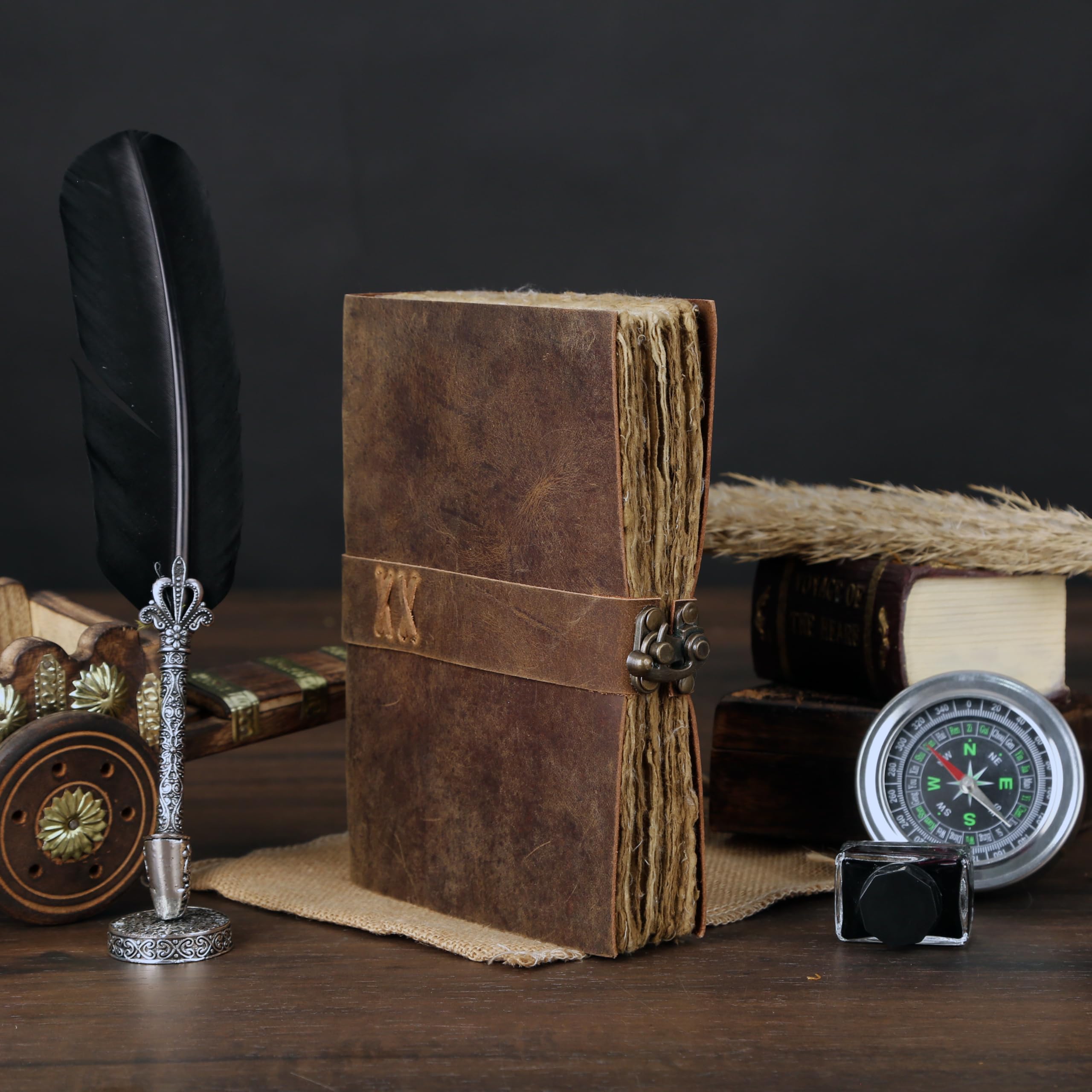 Vintage Leather Journal Handmade Buffalo Deckle Edge Paper - Image 3