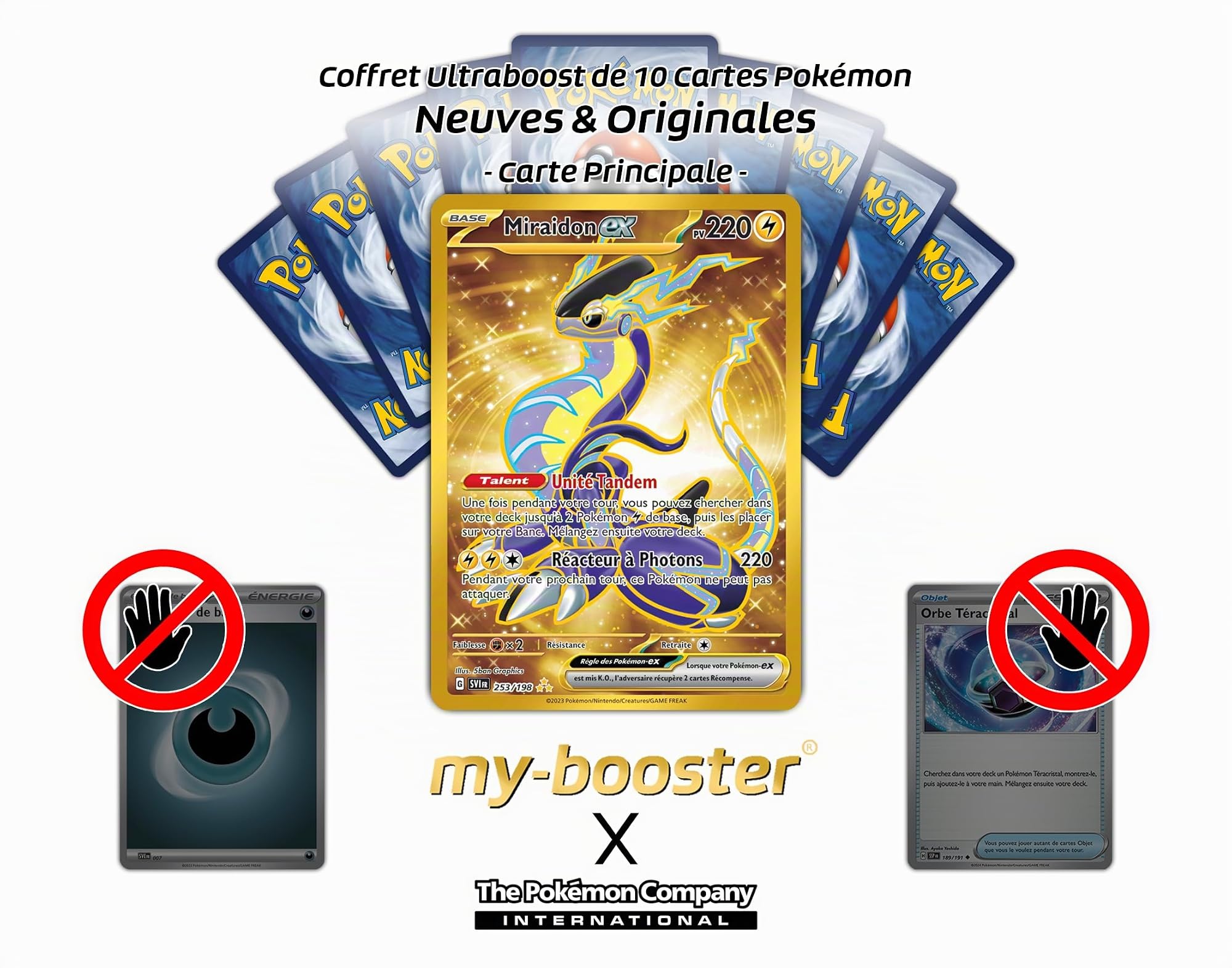 Coffret De 10 Cartes Pokémon Miraidon Ex SV028 – Ultraboost X – Écarlate Et Violet 01 – Cartes Neuves Originales