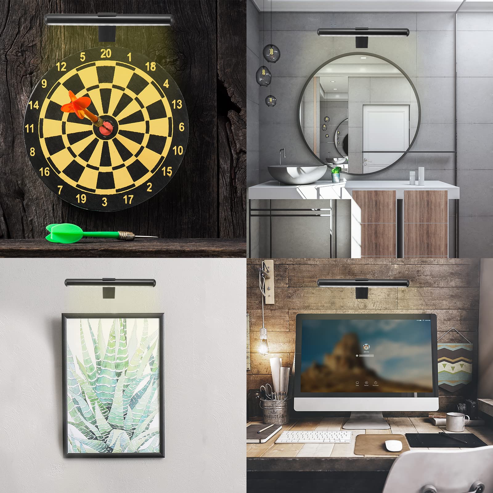 Lampe d'image sans fil alimentée par batterie,peinture rechargeable avec télécommande, lampe d'affichage de lampe d'art en métal,dart dimmable avec minuterie, pour cadre photo