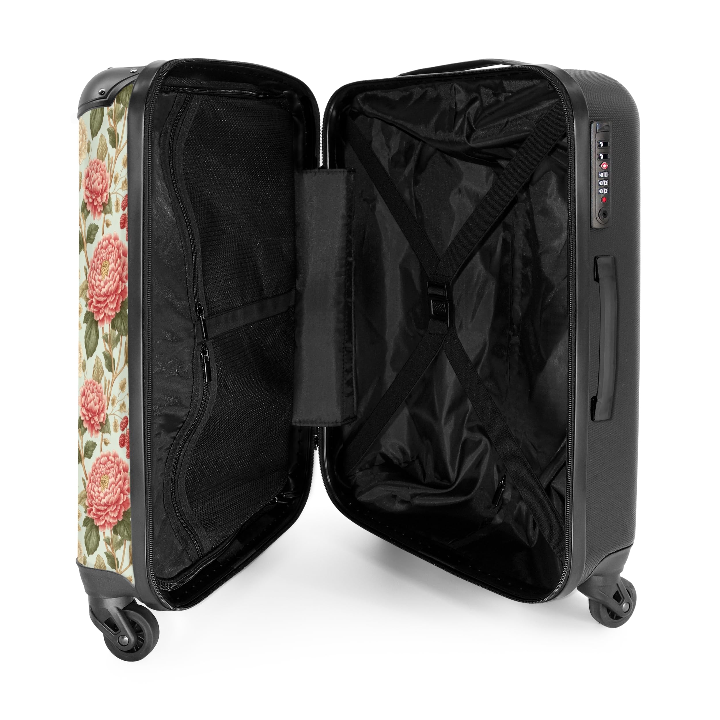 NoBoringSuitcases.com® Koffer Mittelgroß 67x43x25 cm Hartschalenkoffer L Trolley Rollkoffer mit 4 Rollen Leicht Schalenkoffer Mittel Klassisch - Botanisch - Mehrfarbig
