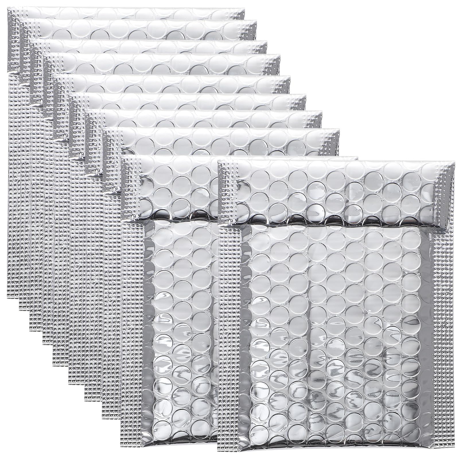 Beavorty Lot de 100 Enveloppes à Bulles Argentées en Pe, Matelassées et Auto-adhésives Fermeture Inviolable, Stockage et L'expédition Sécurisée