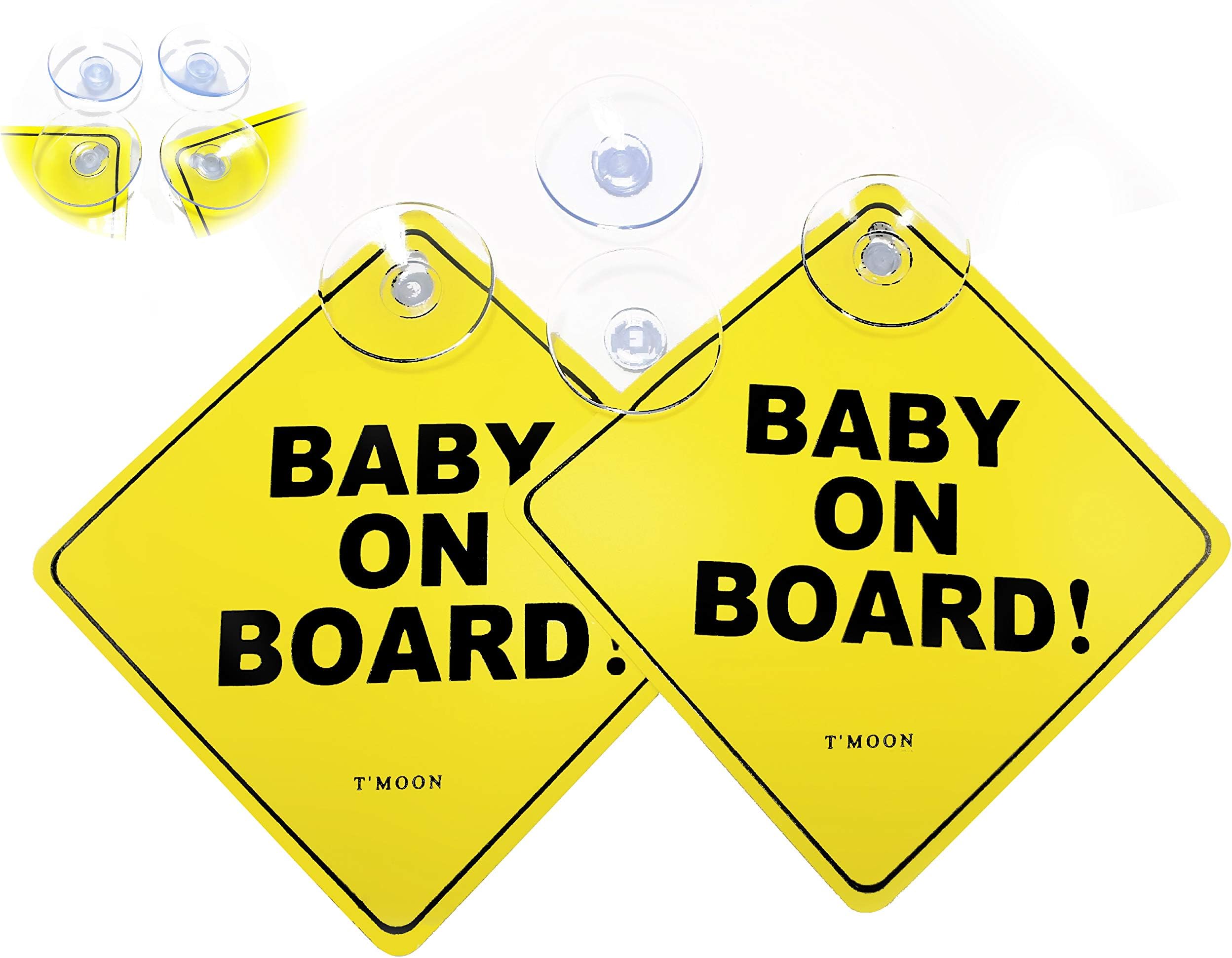 Kapel Baby on Board Sign with 4 Big Suction Cups. Thicker, Heat Resistant, Perfect in All Weathers
