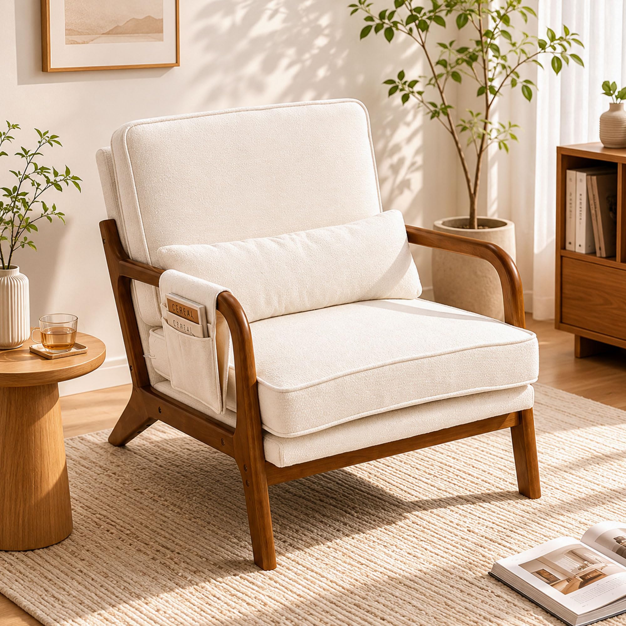 Mid-Century Modern Accent Chair with Wood Frame