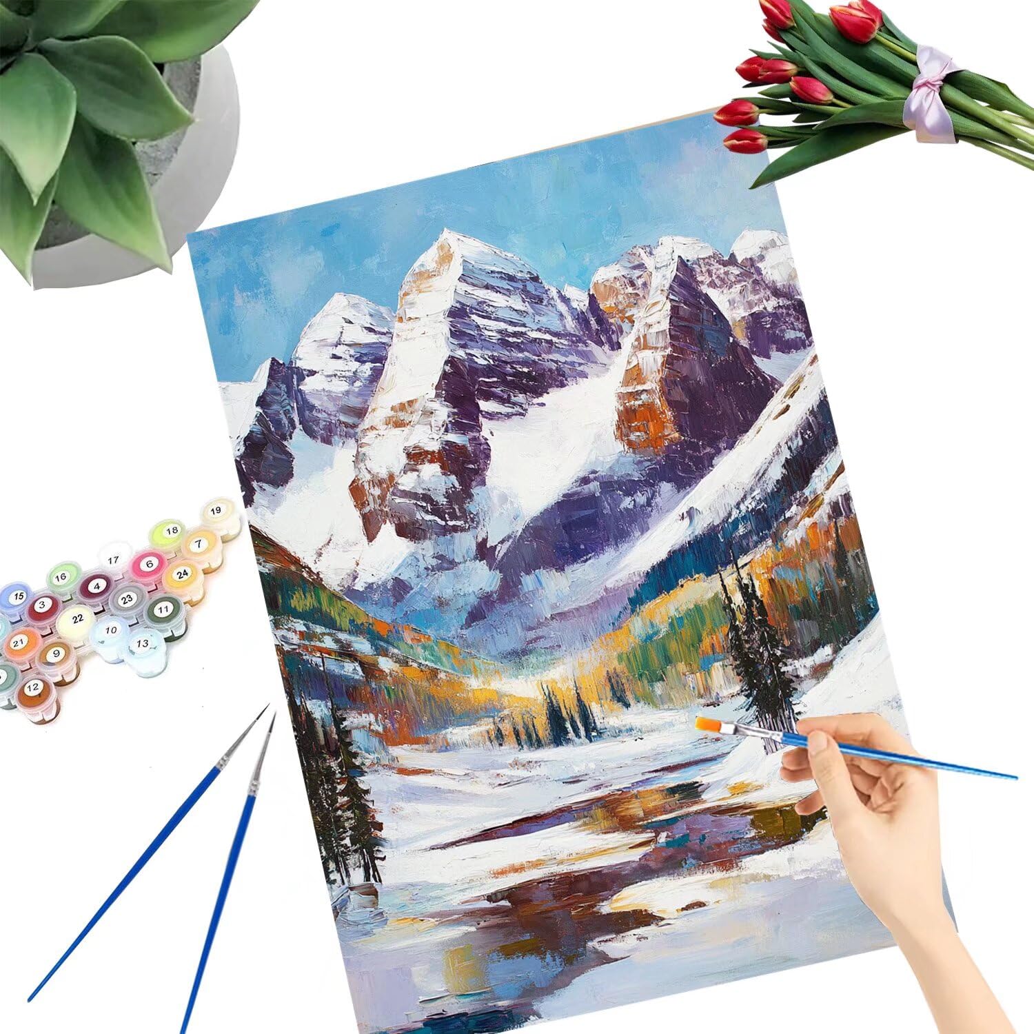 Pintar por Numeros Adultos pintar por numeros niños manualidades niños 10 años, DIY Pintar por Números de Pincel y Pintura acrílica Decoraciones para el Hogar Manualidades, sin Marco 60x80cm C-222