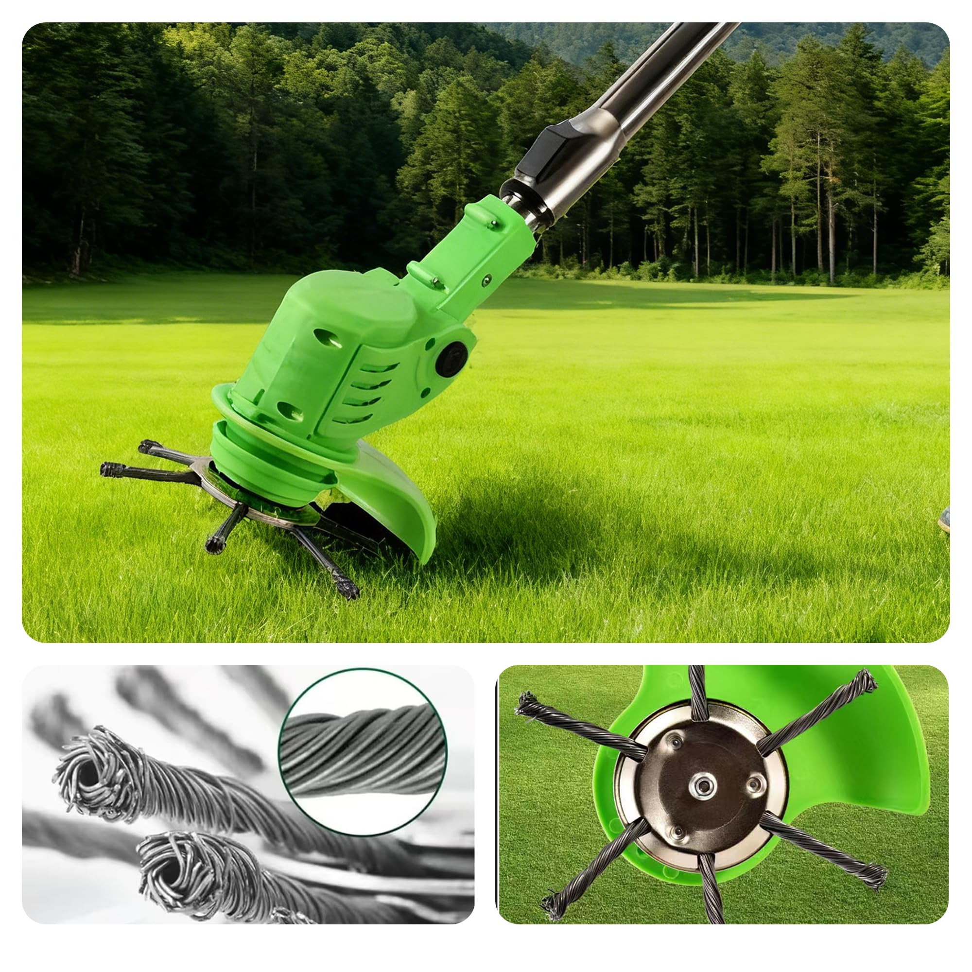 AGSYFFD 2 testine per decespugliatore a filo metallico, attacco universale da 150 mm, testa in filo annodato resistente, con accessori di installazione per decespugliatori da giardino senza fili (6