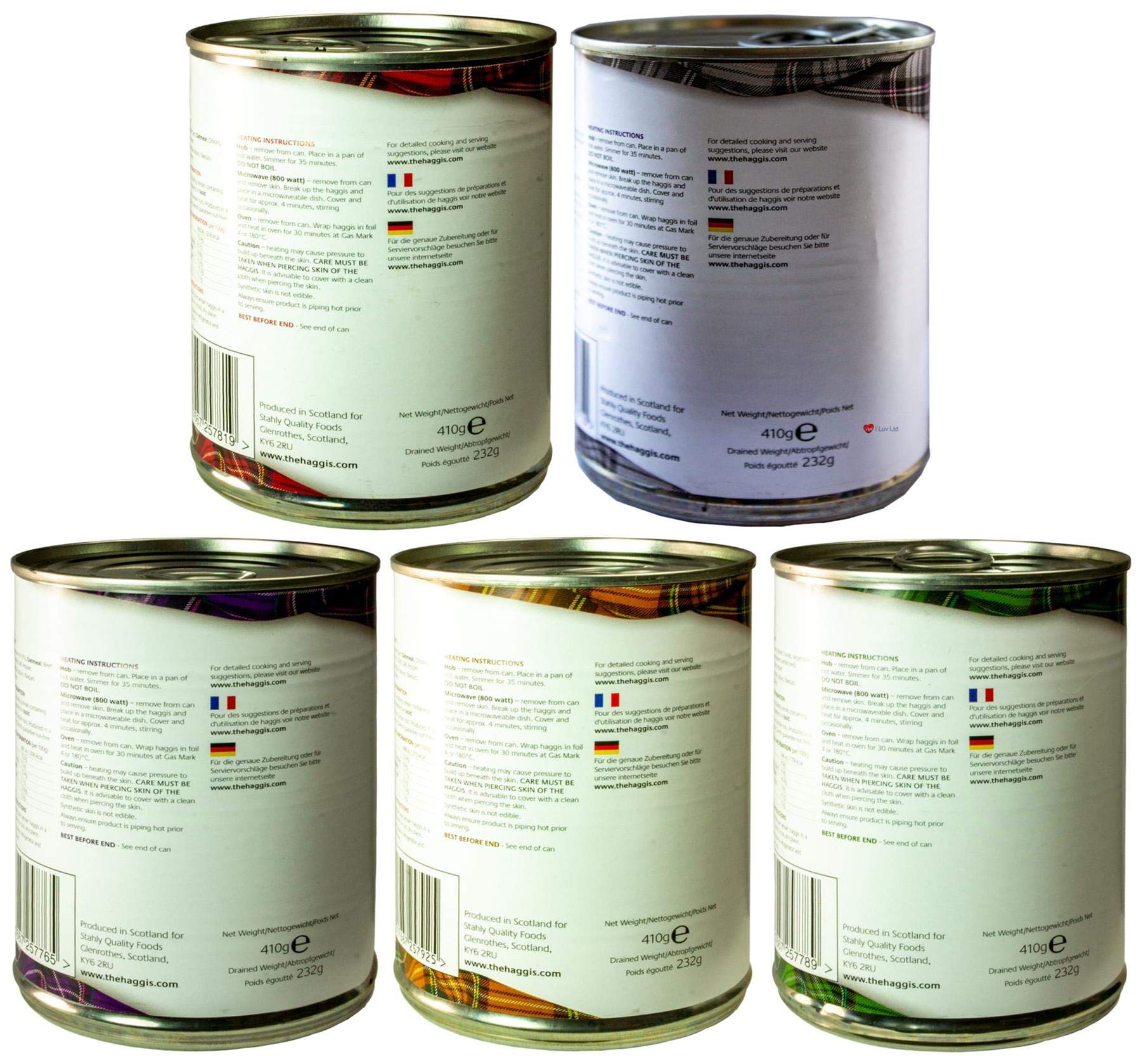 Packung mit 5 Verschiedenen Dosen Schottische Haggis Schottisches Essen Geschenke Schottlands Nationalgericht