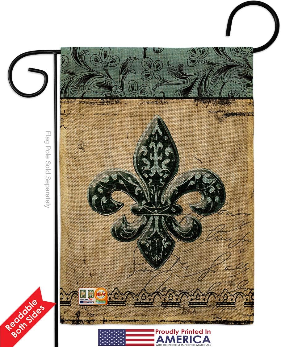 Flower De Luce Burlap Garden Flag Country Living Fleur Lys Vintage Lily Lis French Party Mardi Small Decorative Gift Yard House Banner Double-Sided Made In USA 13 X 18.5