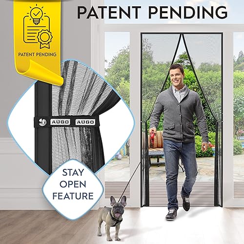 Miniatura 2 de AUGO Puerta mosquitera de fibra de vidrio magnética, autosellante, resistente, manos libres de malla que mantiene los insectos fuera - Pantalla de