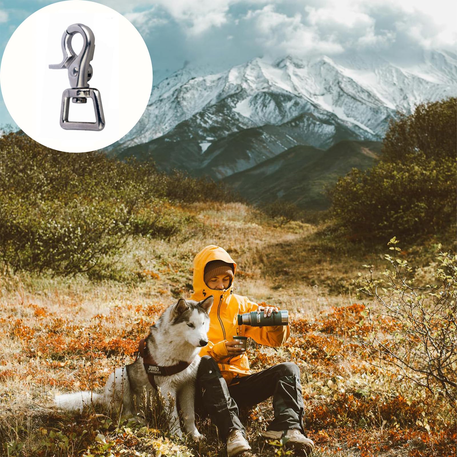 Set di 2 Moschettoni a Forbice Girevoli 360° - Snap Versatili per Cani, Campeggio, Escursionismo e Fai da Te