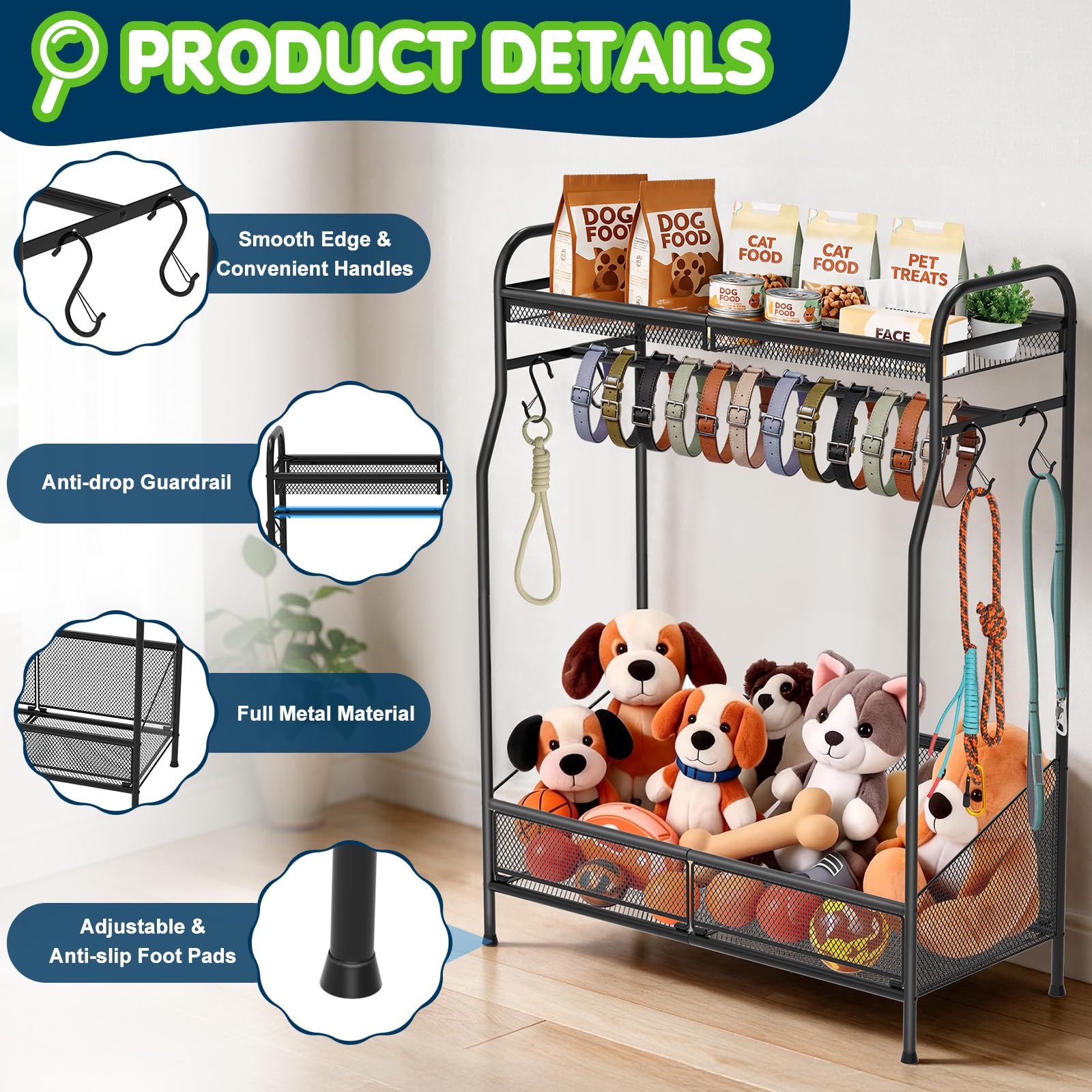REFLYING Scaffale Organizer Cane in Metallo per Accessori Animali