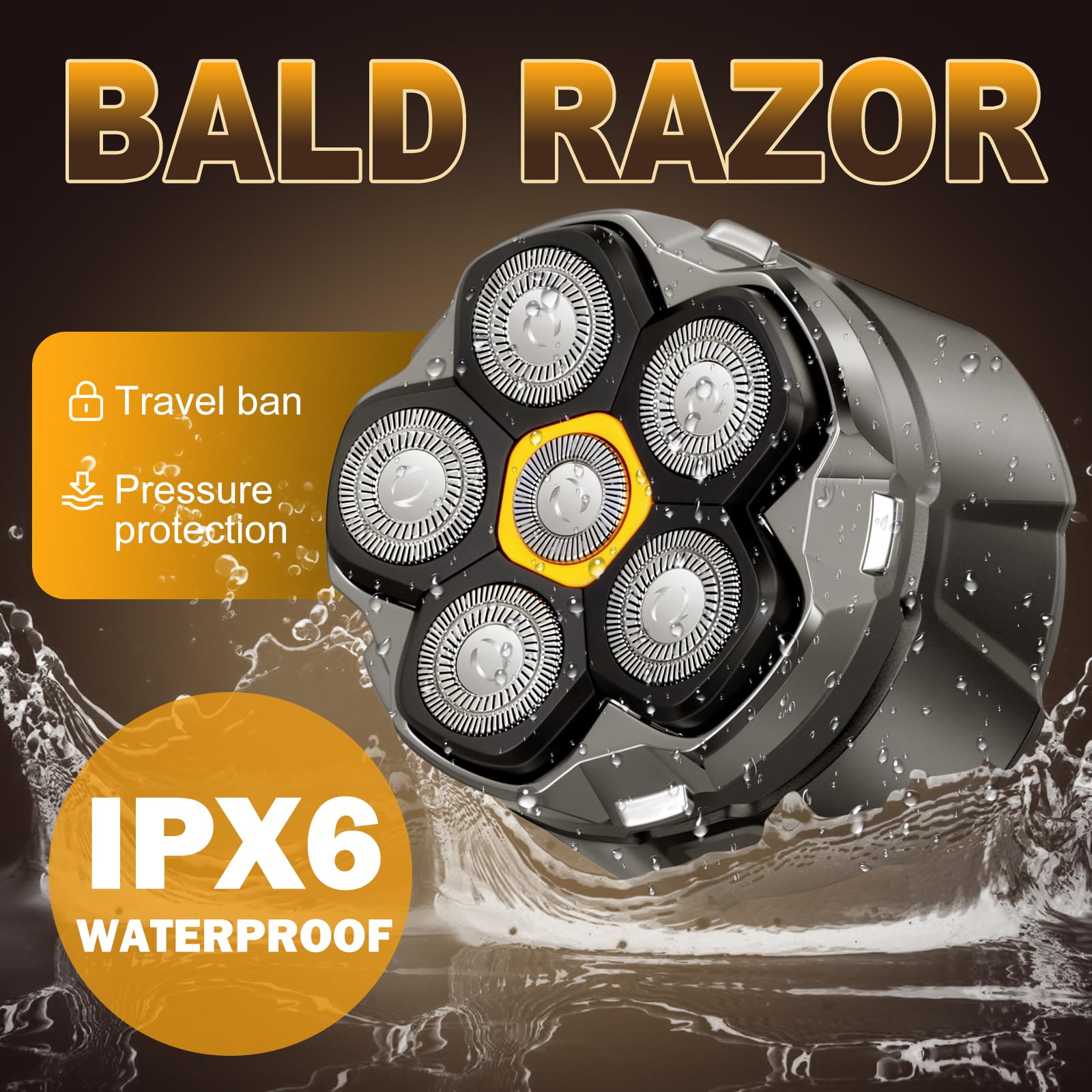 Afeitadora Cabeza Hombre con Pantalla LED, Afeitadoras Impermeables para Hombres Calvos, Afeitadora Eléctrica, Maquina de Afeitar Hombre para Calvo, Afeitado en Seco y Húmedo
