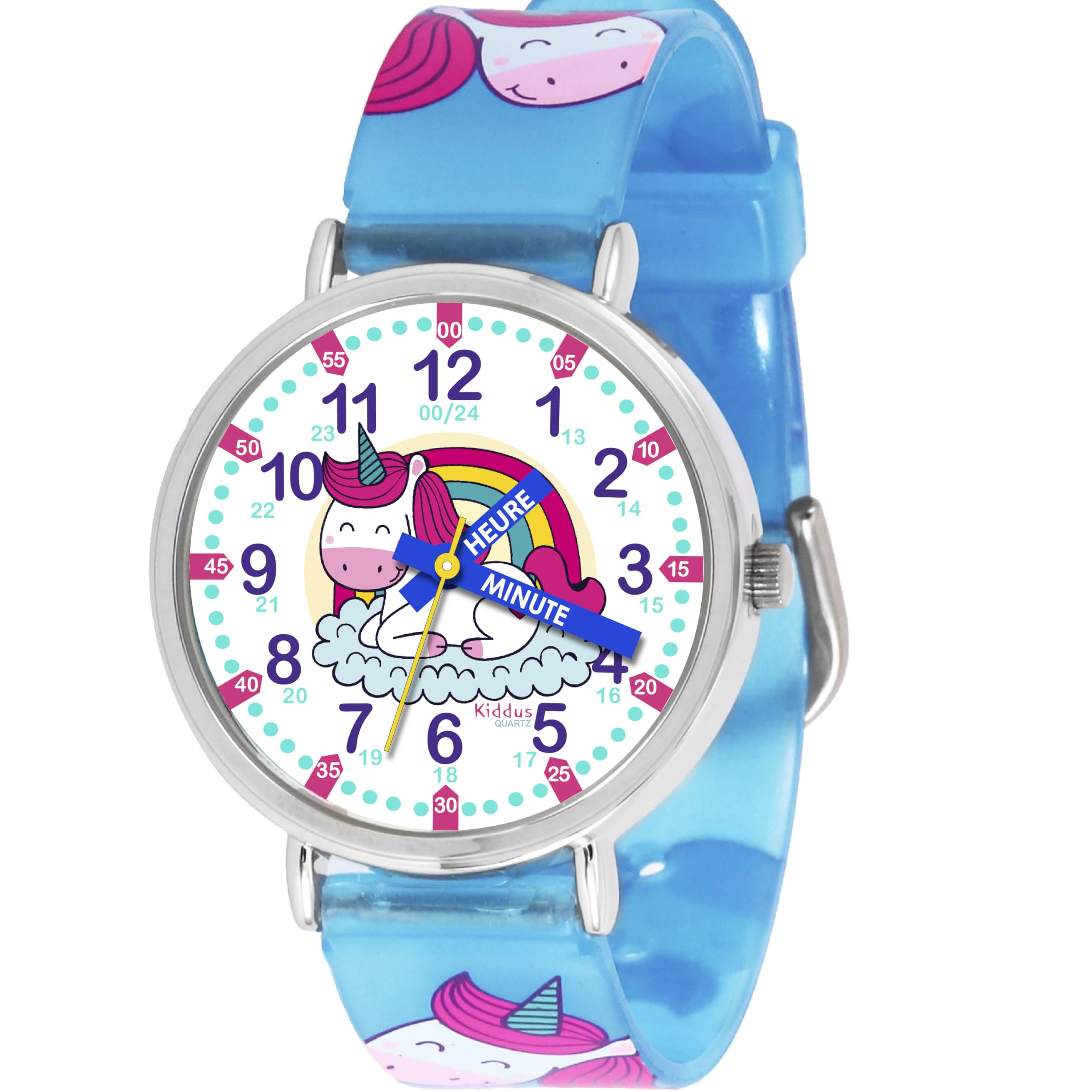 Kiddus Orologio Educativo per Bambino e Bambina dai 5 ai 10 Anni, Orologio Analogico Didattico per Imparare l'Ora, Movimento Giapponese