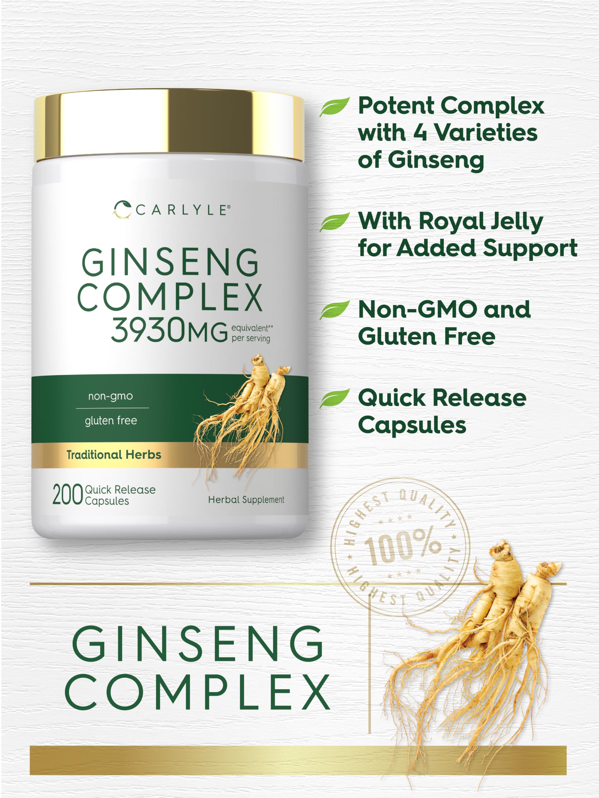Carlyle Ginseng Complex Capsules | 200 Count — Amazon image 4