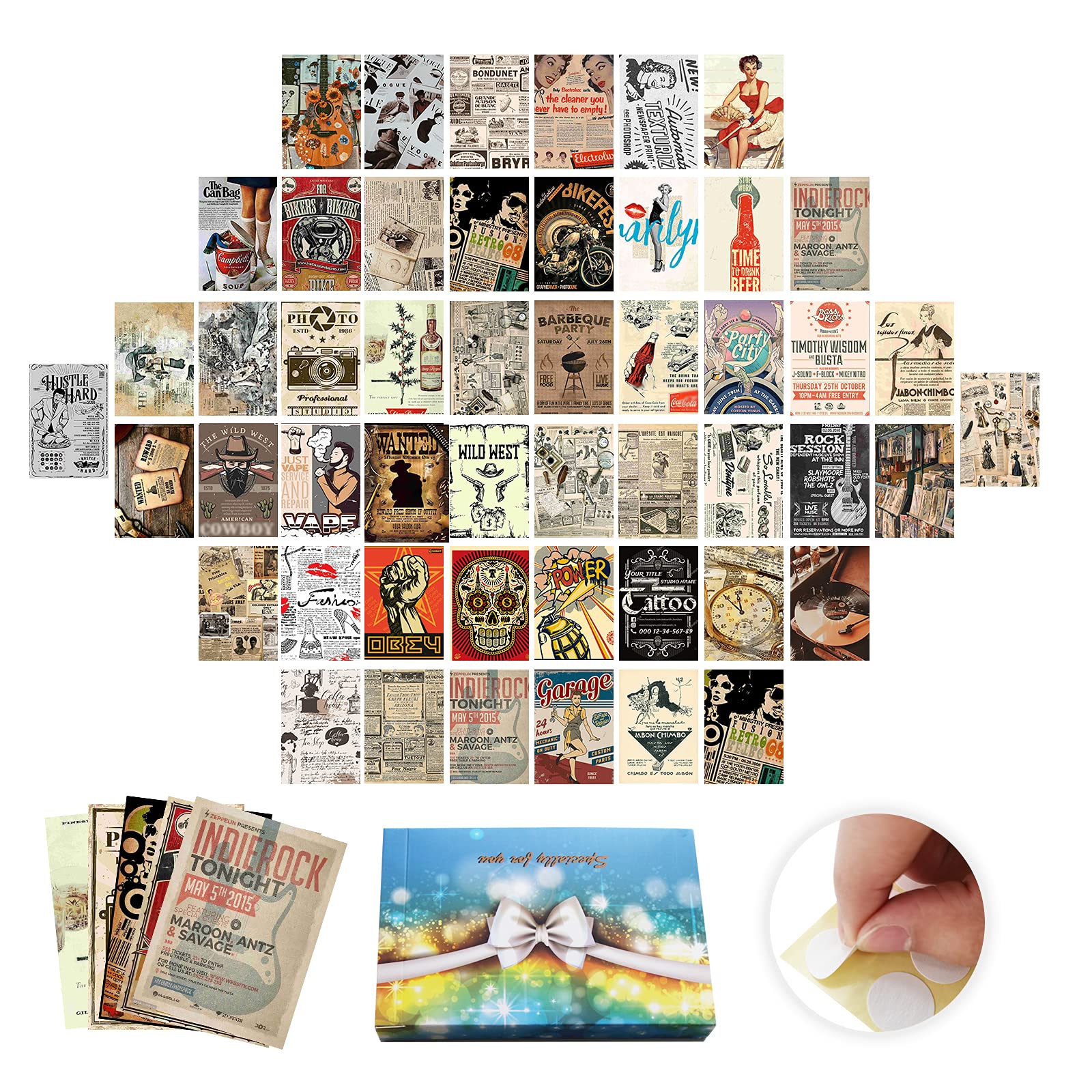 HLZC Wall Collage Kit Aesthetic Pictures 50 PCS of 4x6 Inches, Girls Boys Bedroom Decoration, VSCO Poster for Dorm Display. (Brown2)