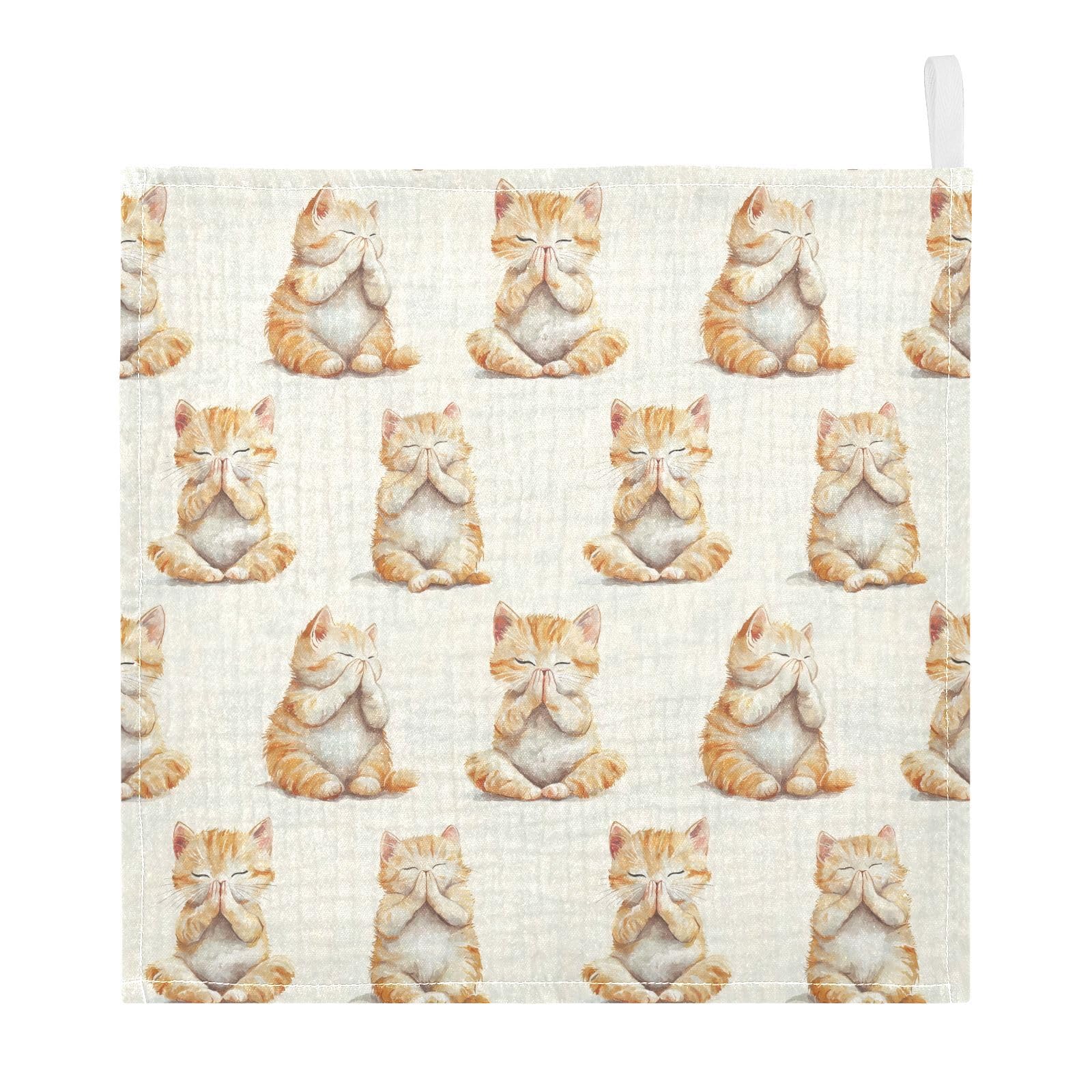 vvfelixl Cartoon Kitten Do Yoga Baby Burp Cloths Baby Muslin Washcloths for Boys Girls Cotton Babys Face Towel for Newborn Infants Soft and Absorbent 11.8 X 11.8 in, 5 Pack