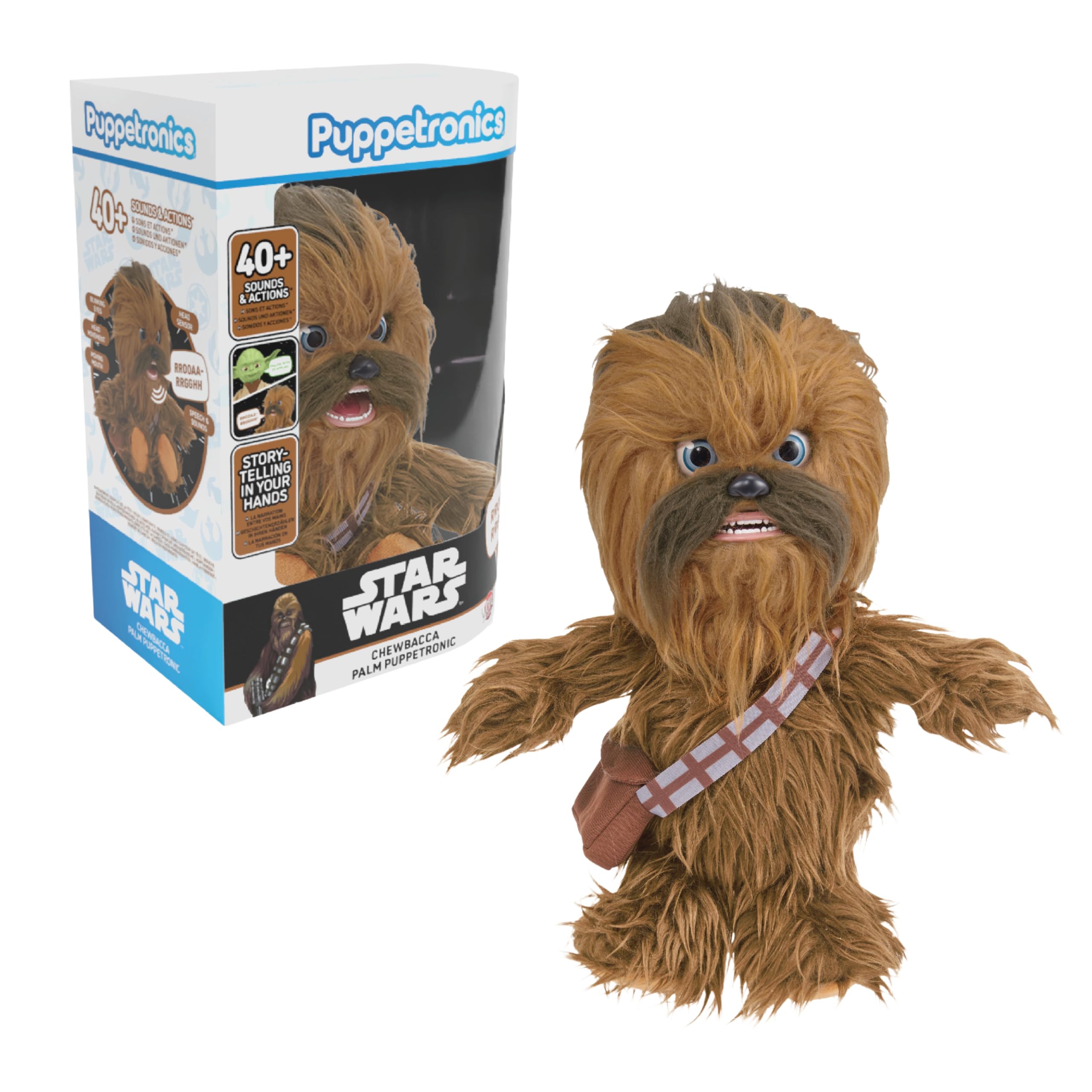 WOW! STUFF Star Wars Chewbacca Palm Puppetronic |Brought to life in the palm of your hand|Interactive Wookiee Puppet with 40+ Sounds & Actions | Realistic Movement | Officially Licensed Star Wars Toy
