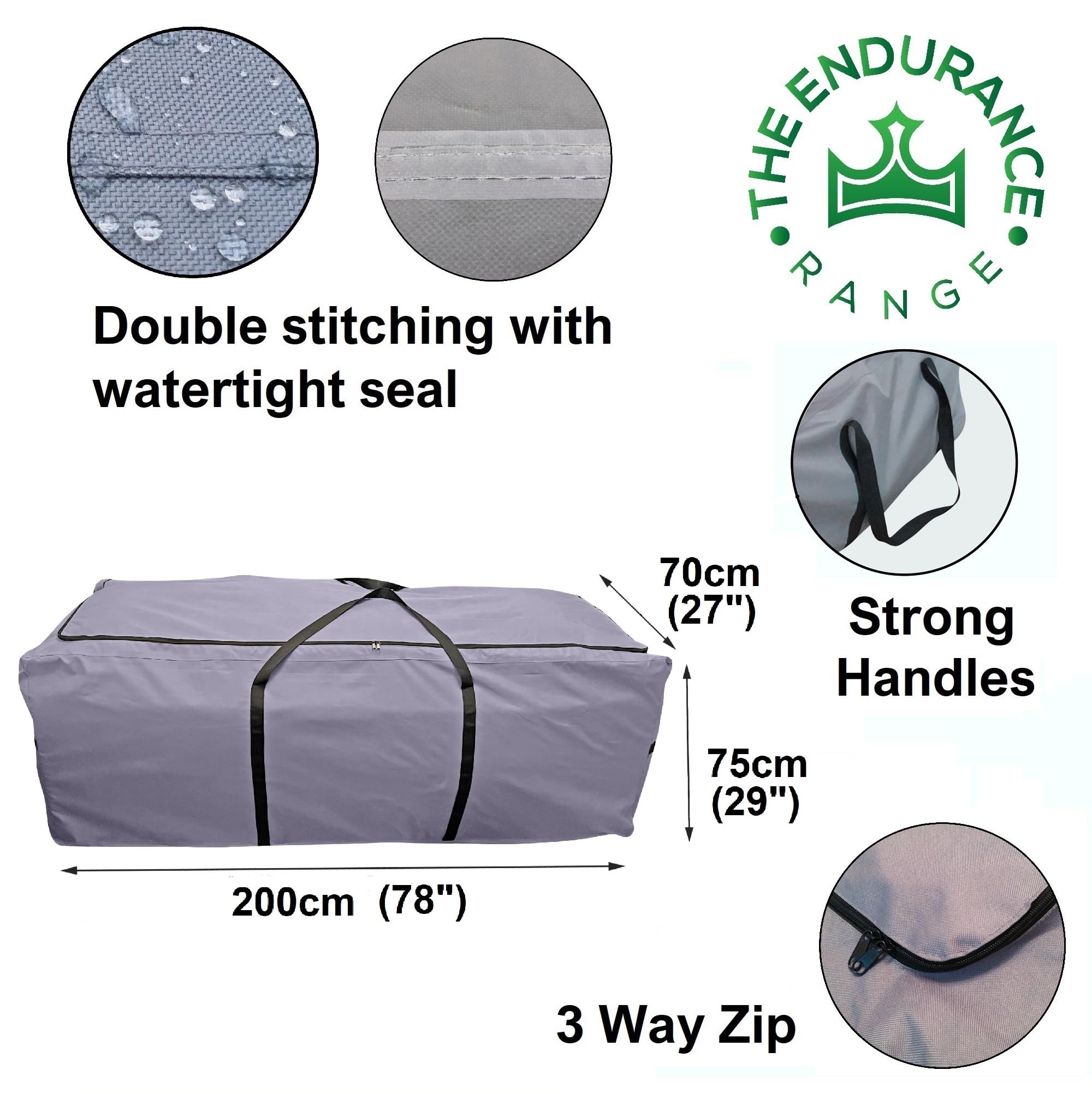 Kingsbridge Garden Furniture Cushion Storage Bag, 600D Fabric, Double Stitching, Heavy Duty - Image 3
