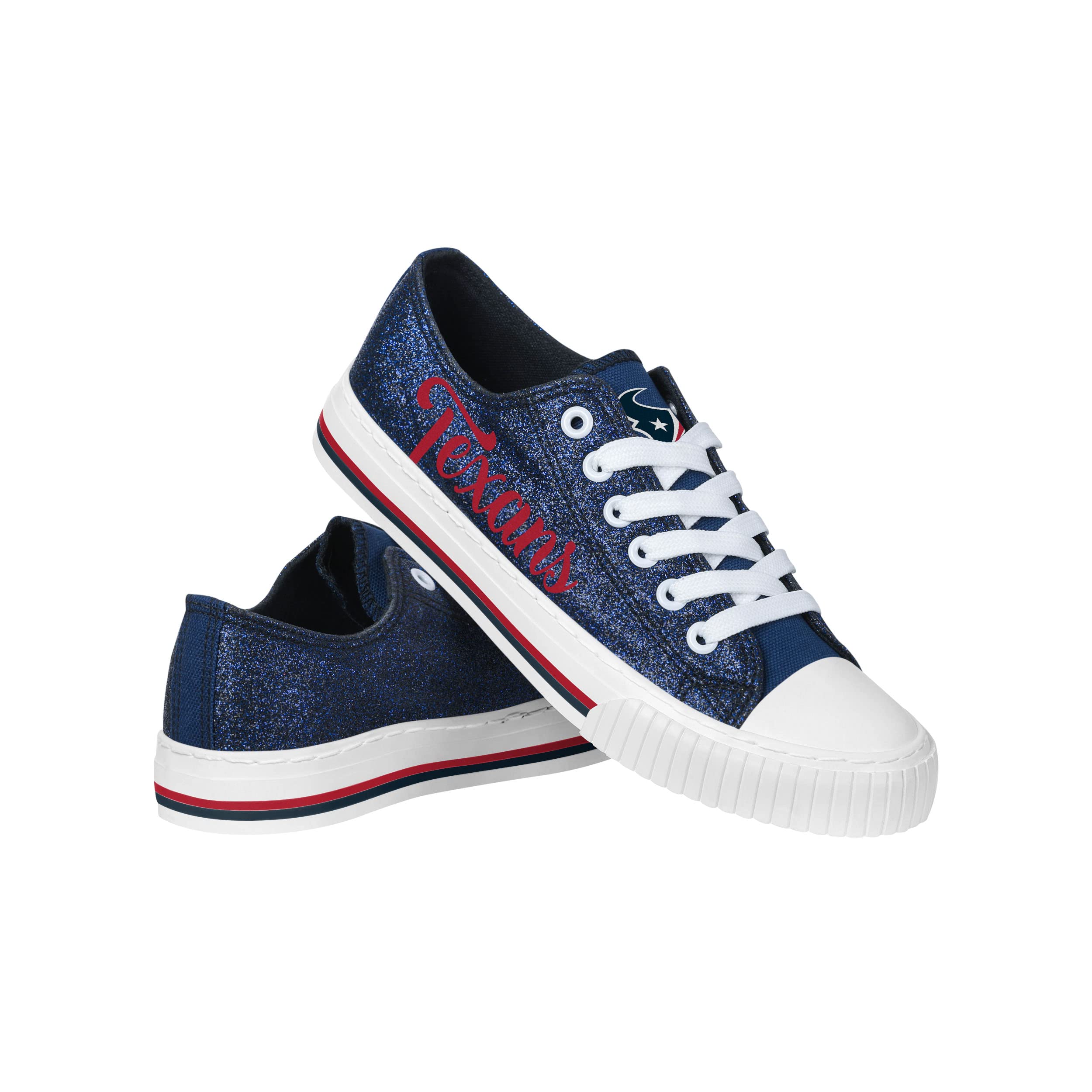 FOCO Womens NFL Team Logo Ladies Fashion Color Glitter Low Top Canvas Sneakers Shoes