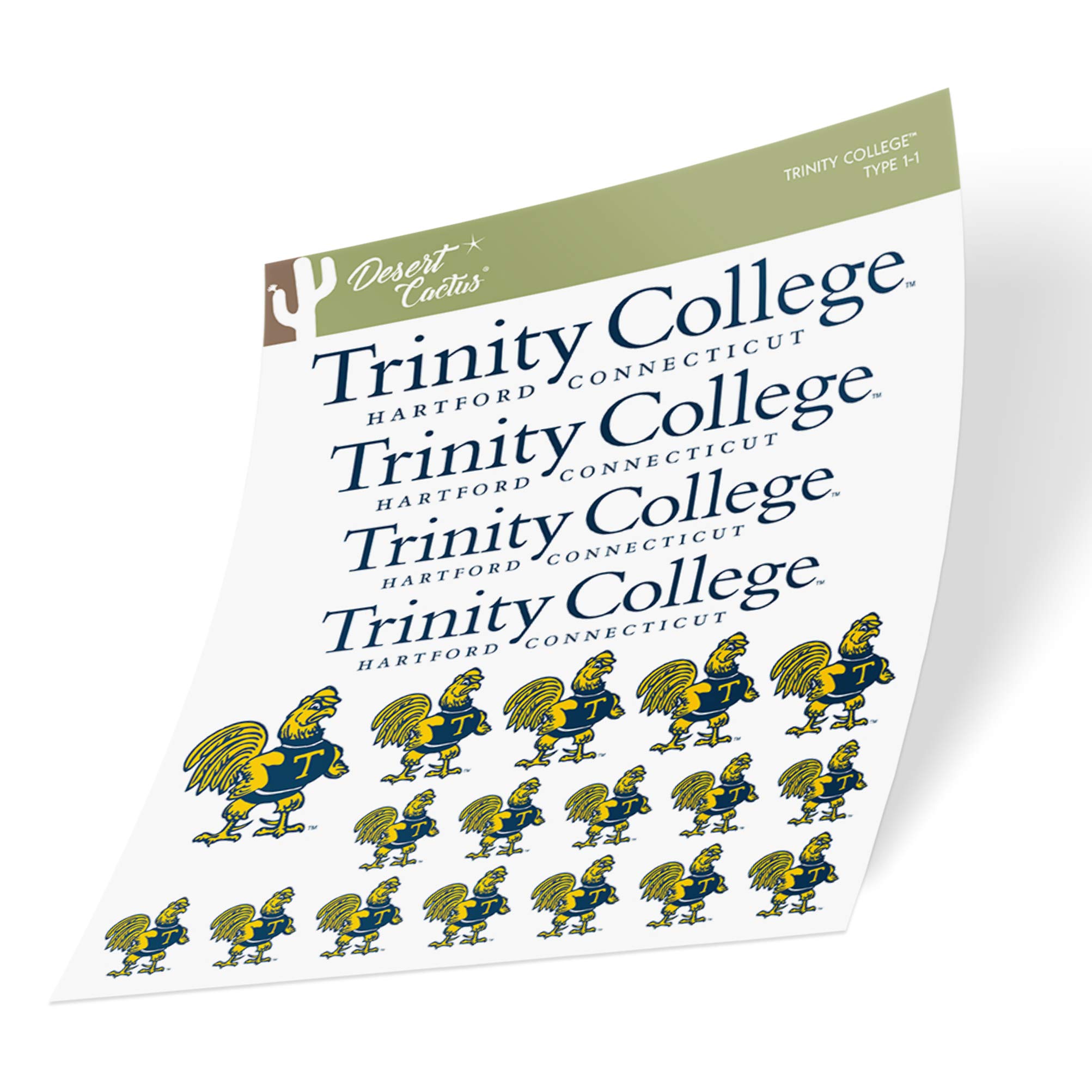 Desert Cactus Trinity College Sticker Bantams Sticker Vinyl Decals Laptop Water Bottle Car Scrapbook T1 (Type 1-1)