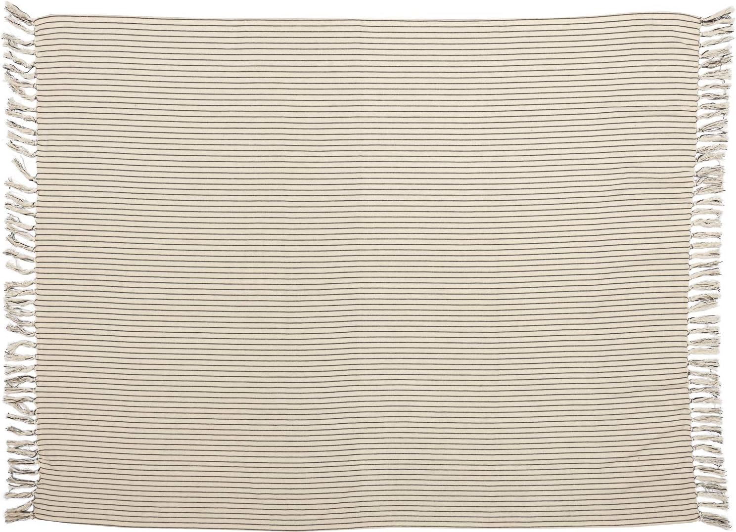 Piper Classics Katie's Vintage Stripe Throw Blanket, 70" L x 55" W, Oversized, Urban Rustic Farmhouse Bedding, Natural Cream w/Black Stripes Blanket - Image 3