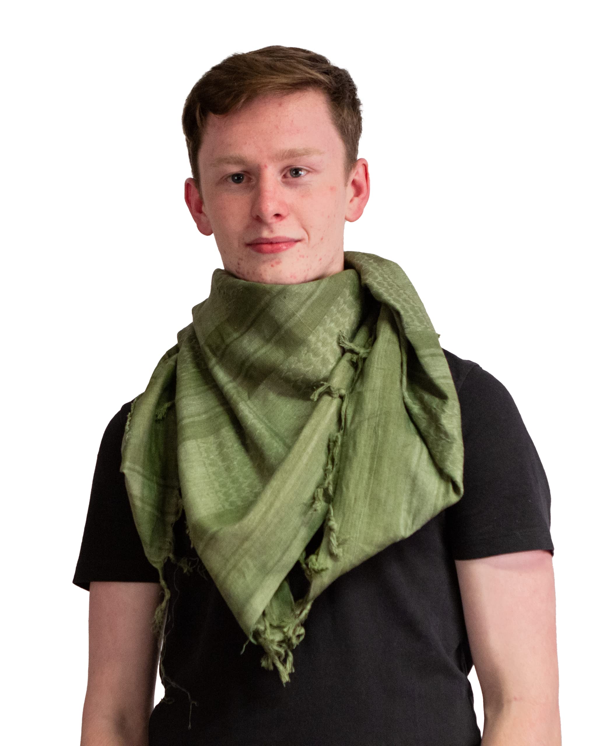 Retro Seventy2 Adult Shemagh Scarves Mens Arab Scarf Cotton Winter Womens Wrap Palestinian Desert Keffiyeh (Plain Green)
