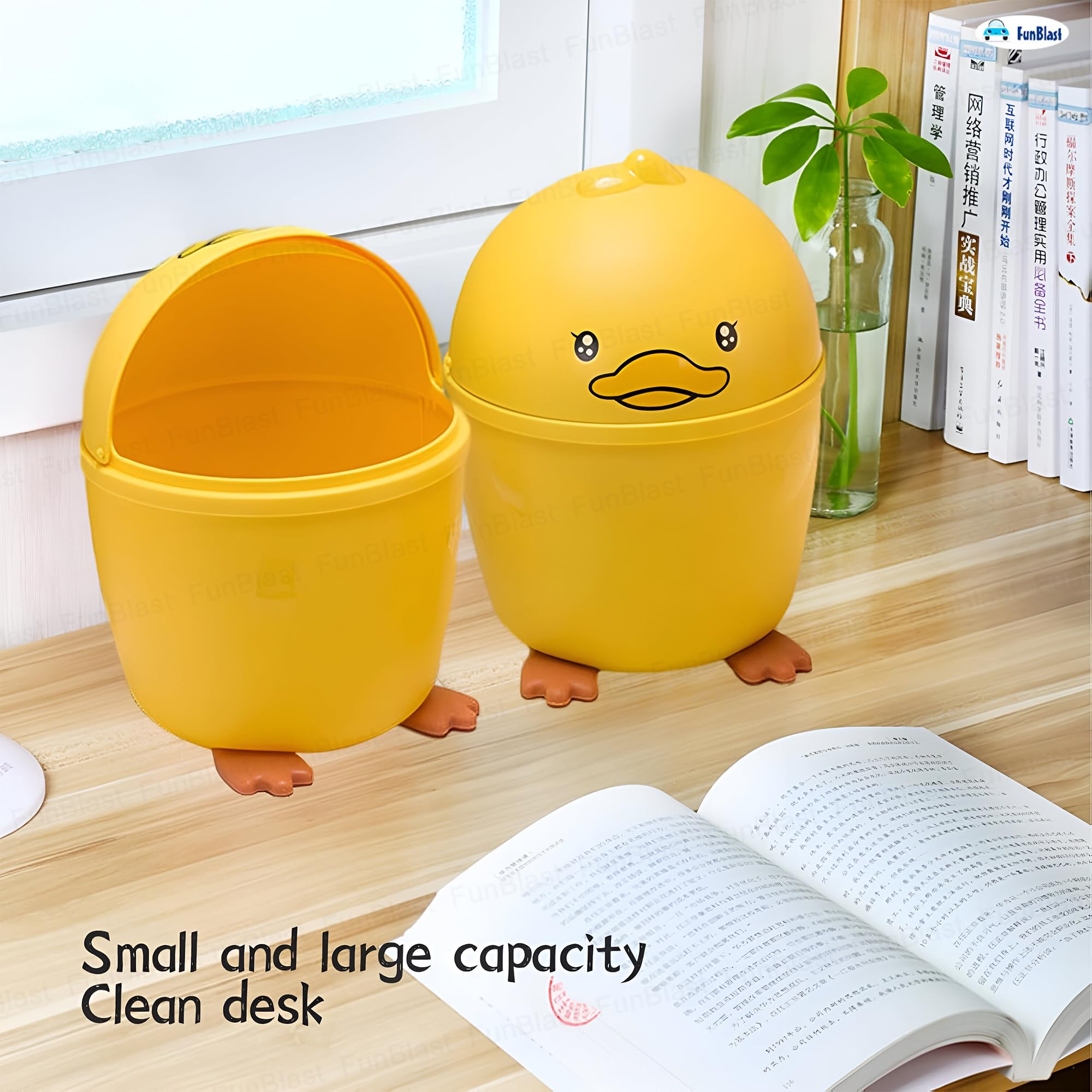 FunBlast Mini Desktop Dustbin - Swing Lid Trash Can -4