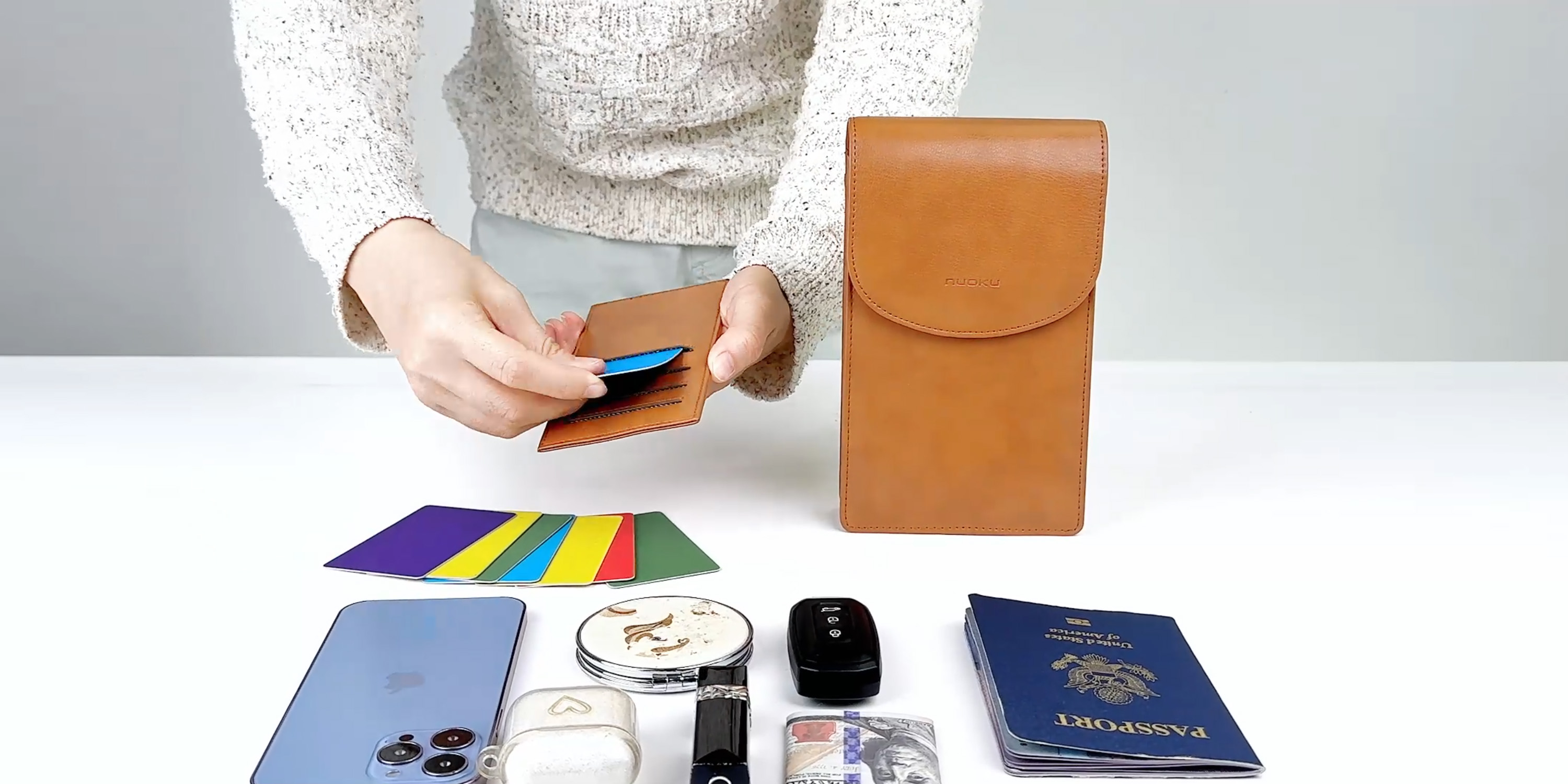 Funda Bandolera Para Teléfono Mujer - Con Cartera, Múltiples Compartimentos, Correa Ajustable, Protección RFID