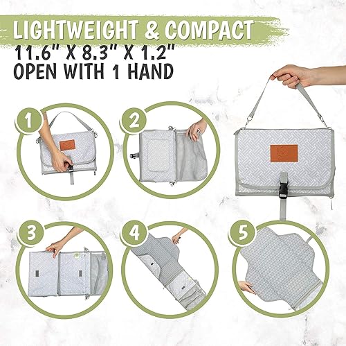 Miniatura 7 de Mochila para pañales y cambiador de pañales portátil para bebé, impermeable, multifunción, color negro a la moda, cambiador de pañales plegable