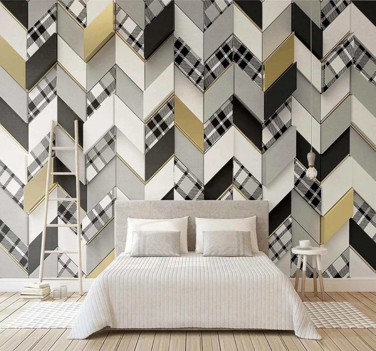 XLMING Abstract Retro Colourful Geometric Unique 3D Wallpaper Luxury Silk Study Dining Feature Sofa Grey Bedroom Living Room Tv Decorative Wall-250cm×170cm