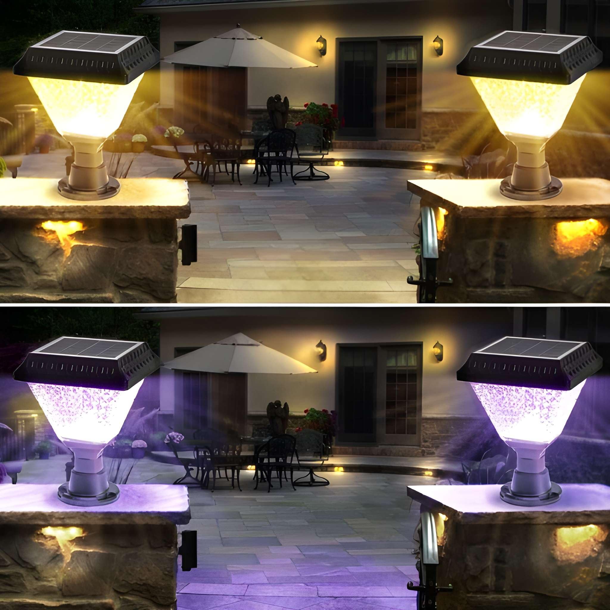 kh Solar Main Gate Pillar Light 34LEDs, RGB Multicolour Modes (Cool White, Warm White, Warm, RGB), Remote Control, IP65 Waterproof ABS Outdoor Garden & Pathway Lighting-image-25